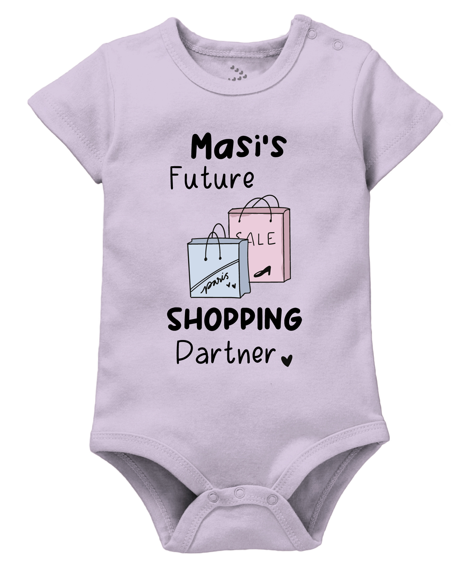 Zeezeezoo 100% Cotton Knit Family Theme Half Sleeves Masis Future Shopping Partner Text Printed Onesie - Lavender-picture-28