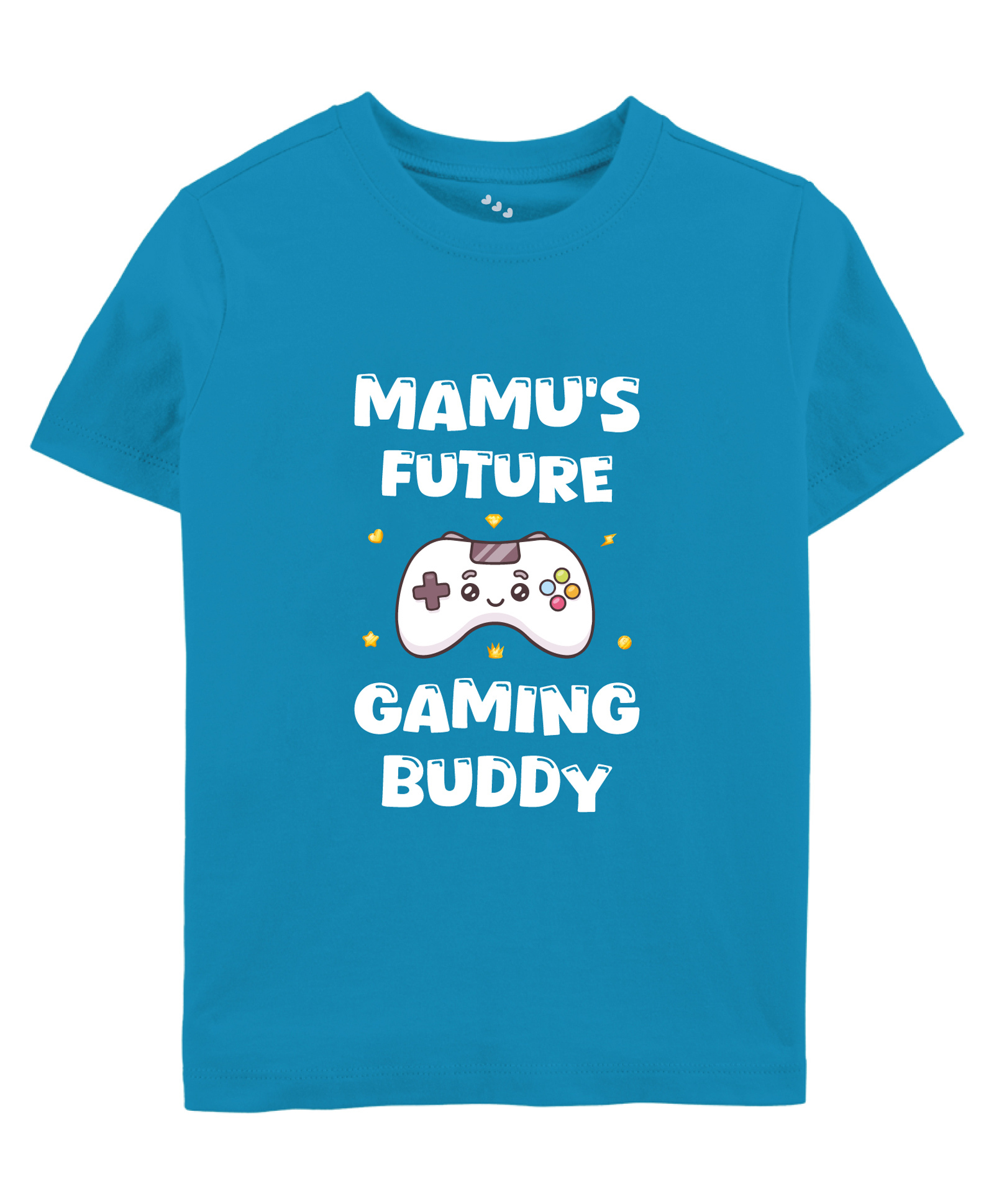 Zeezeezoo 100% Cotton Knit Family Theme Half Sleeves Mamus Future Gaming Buddy Text Printed Tee - Blue-picture-16