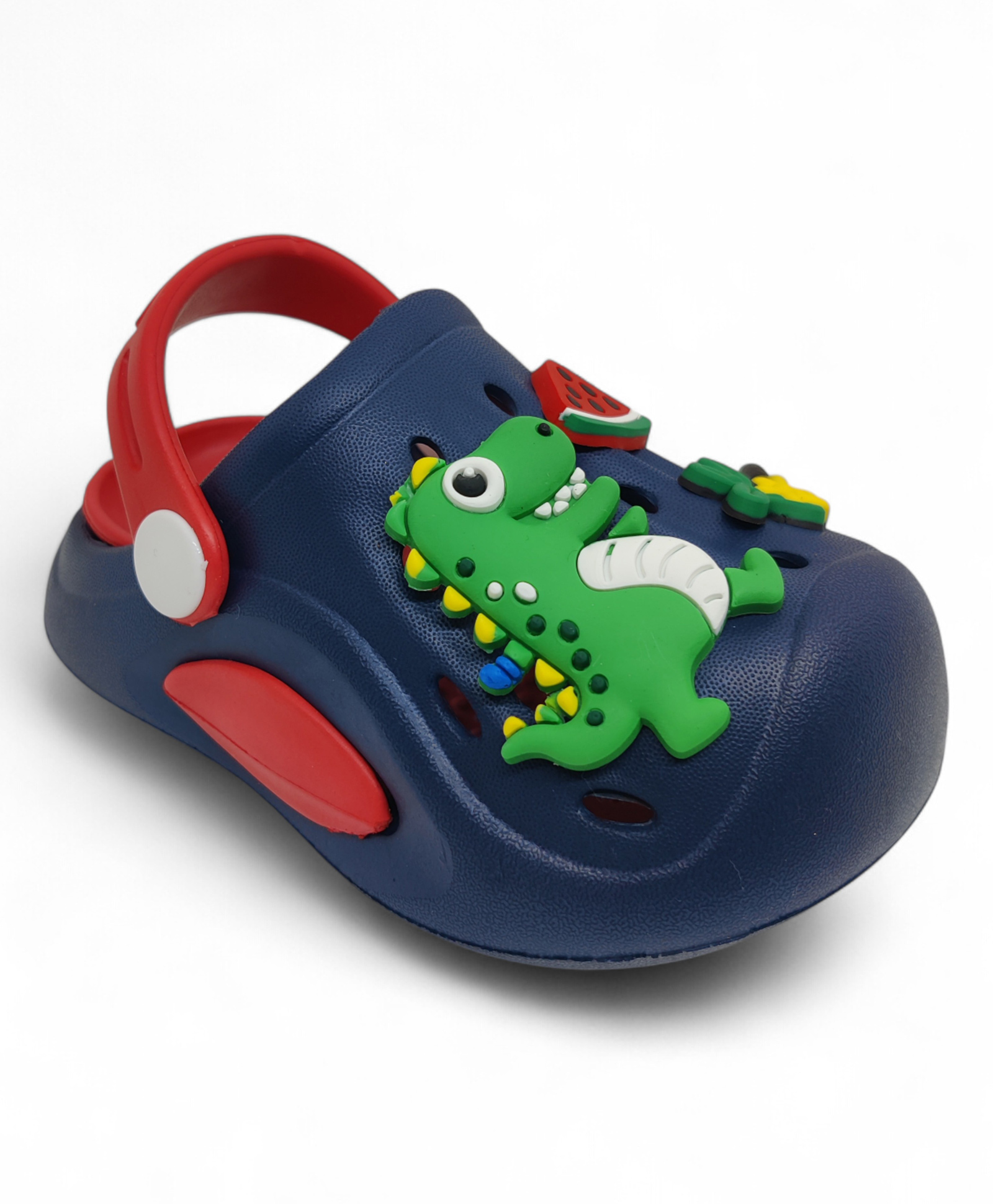 Lil Lollipop Dinosaur & Watermelon Applique Anti Slip Perforated Slingback Clogs - Navy Blue-image-25