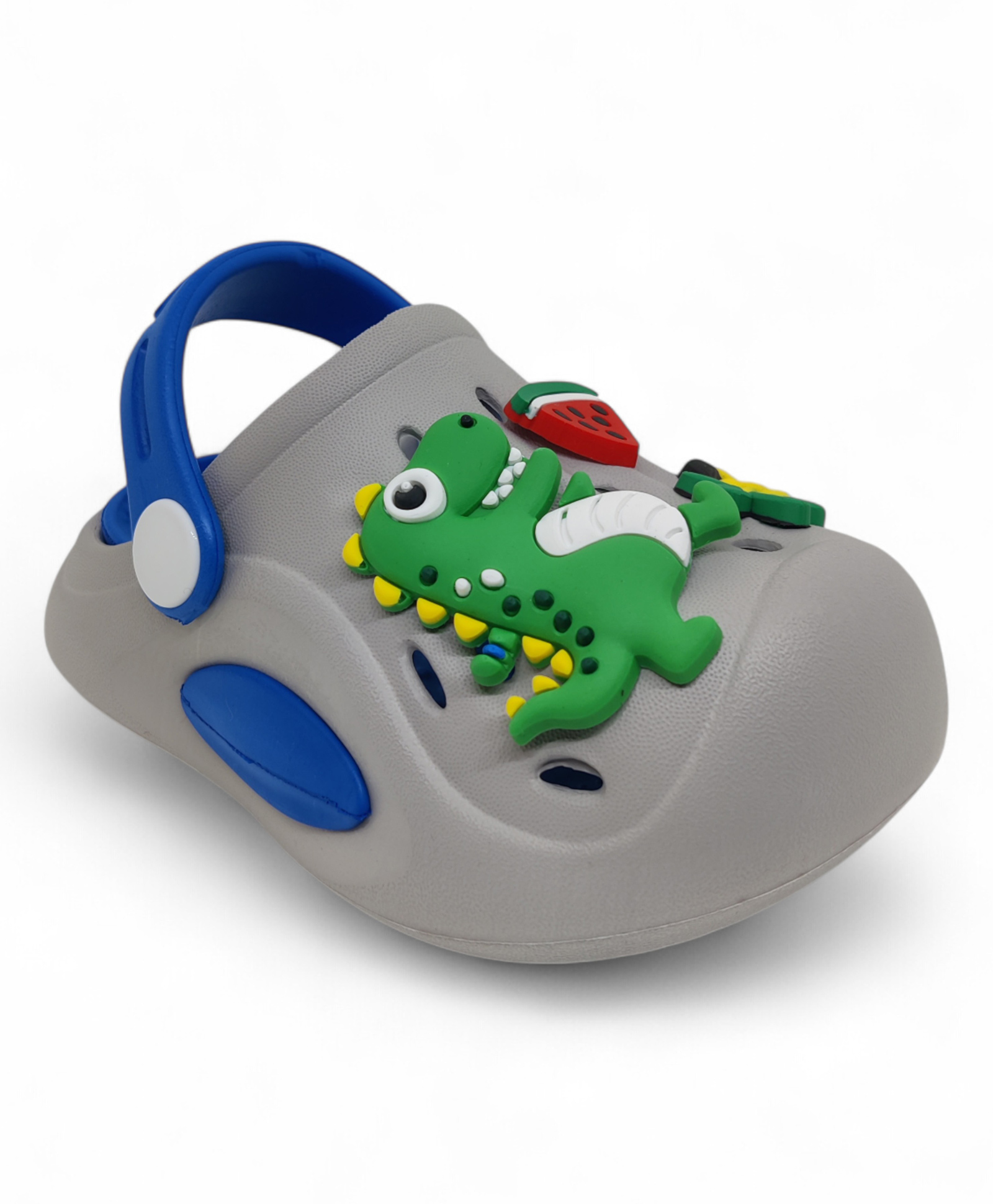 Lil Lollipop Dinosaur & Watermelon Applique Anti Slip Perforated Slingback Clogs - Grey-picture-13