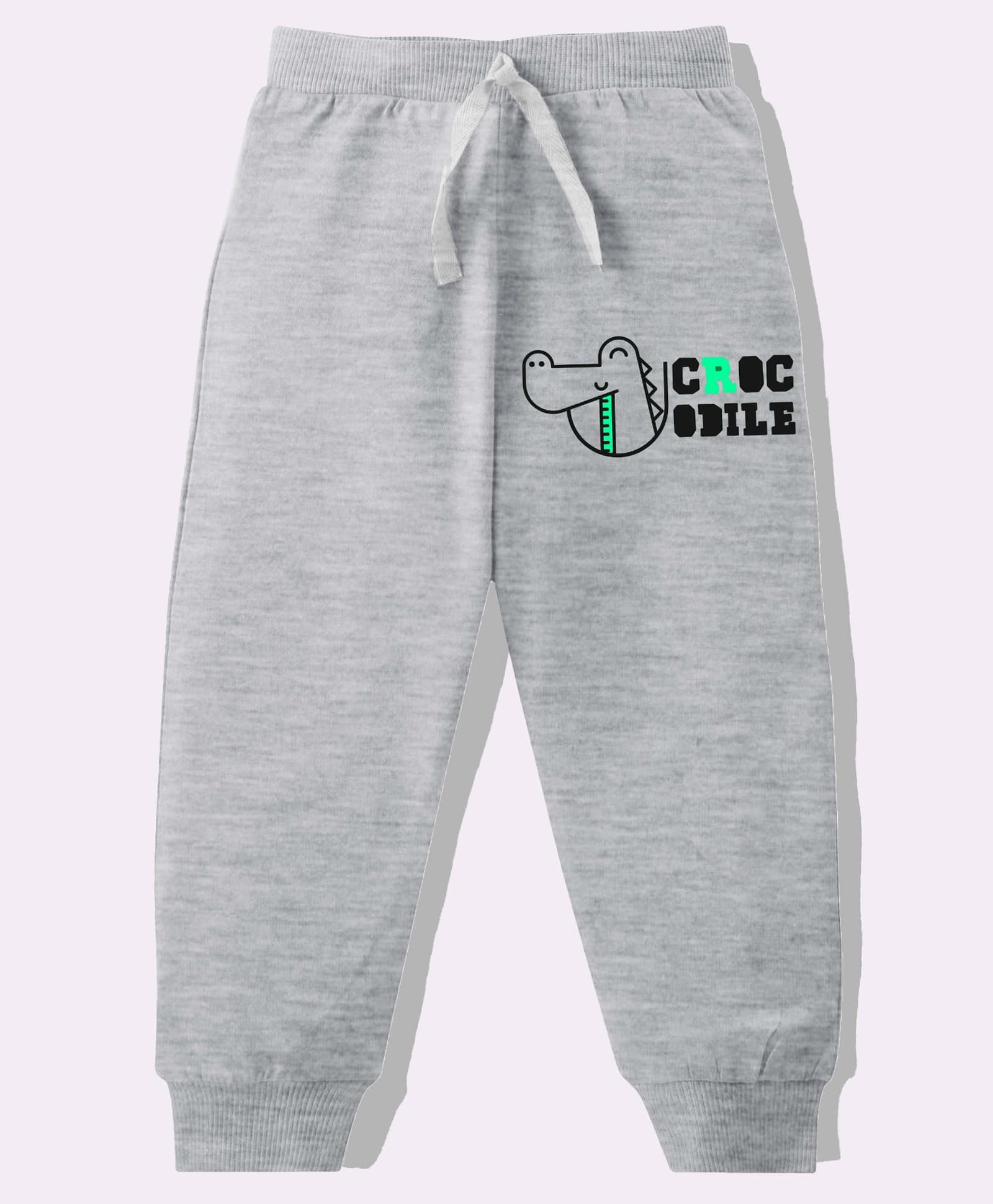 KAVEE Pure Cotton Knit Biowashed Full Length Crocodile Printed Lounge Pants -Grey-picture-30