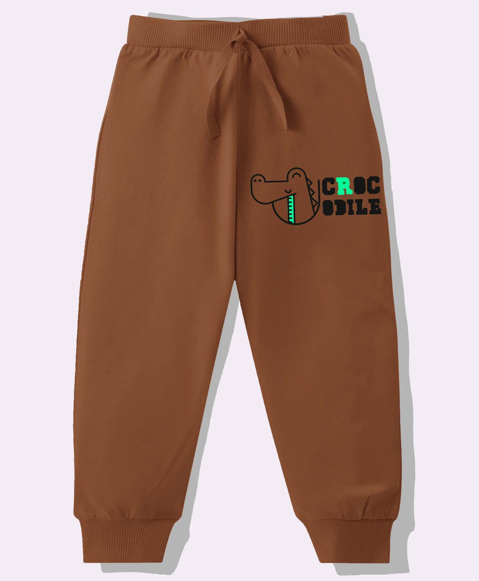 KAVEE Pure Cotton Knit Biowashed Full Length Crocodile Printed Lounge Pants - Brown-picture-31