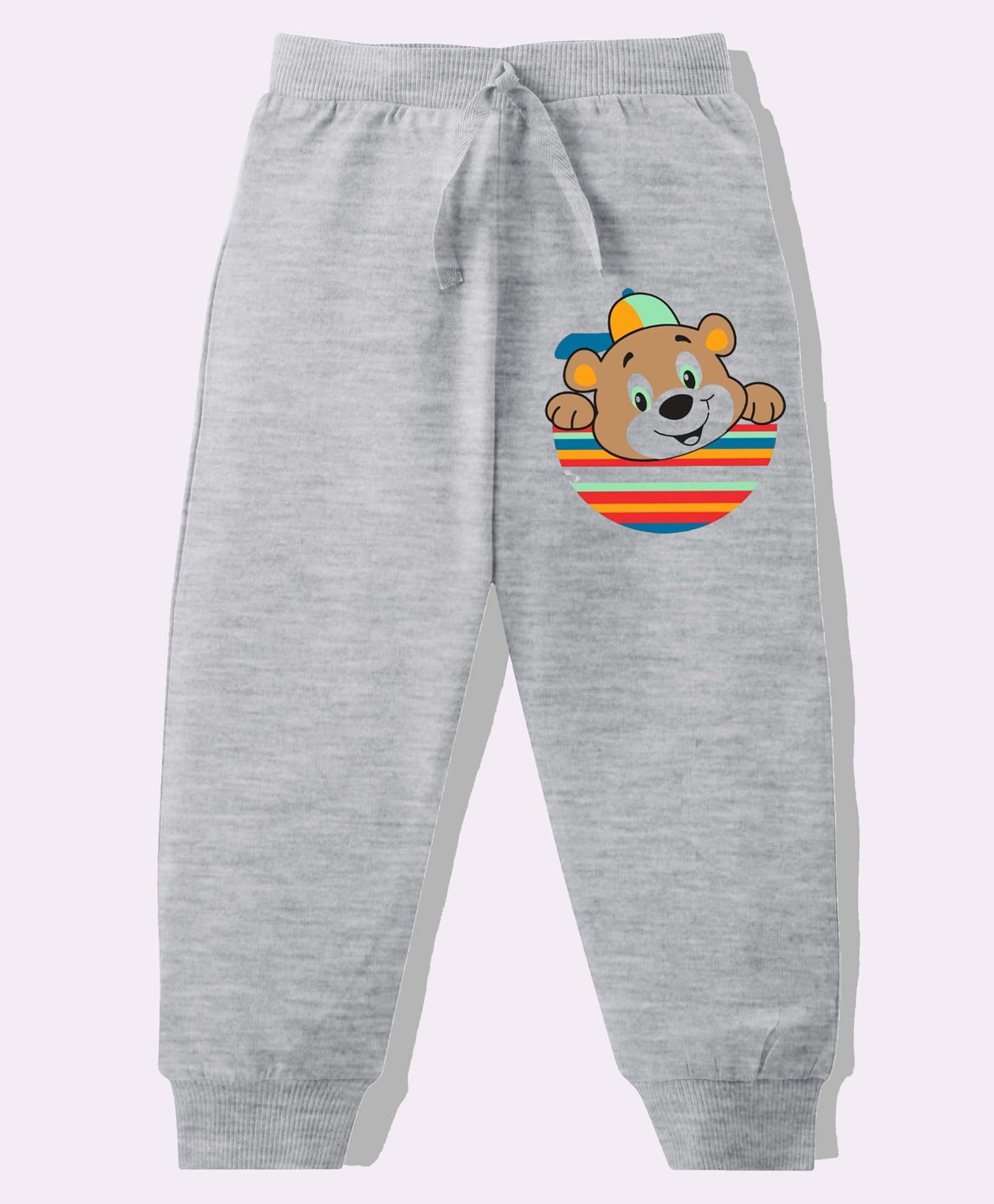 KAVEE Pure Cotton Knit Biowashed Full Length Cute Teddy Printed Lounge Pants - Grey-picture-21