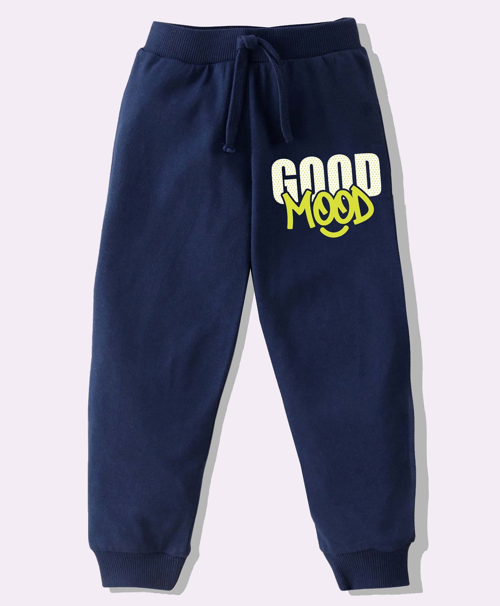 KAVEE Pure Cotton Knit Biowashed Full Length Good Mood Text Printed Lounge Pants - Navy Blue-picture-24