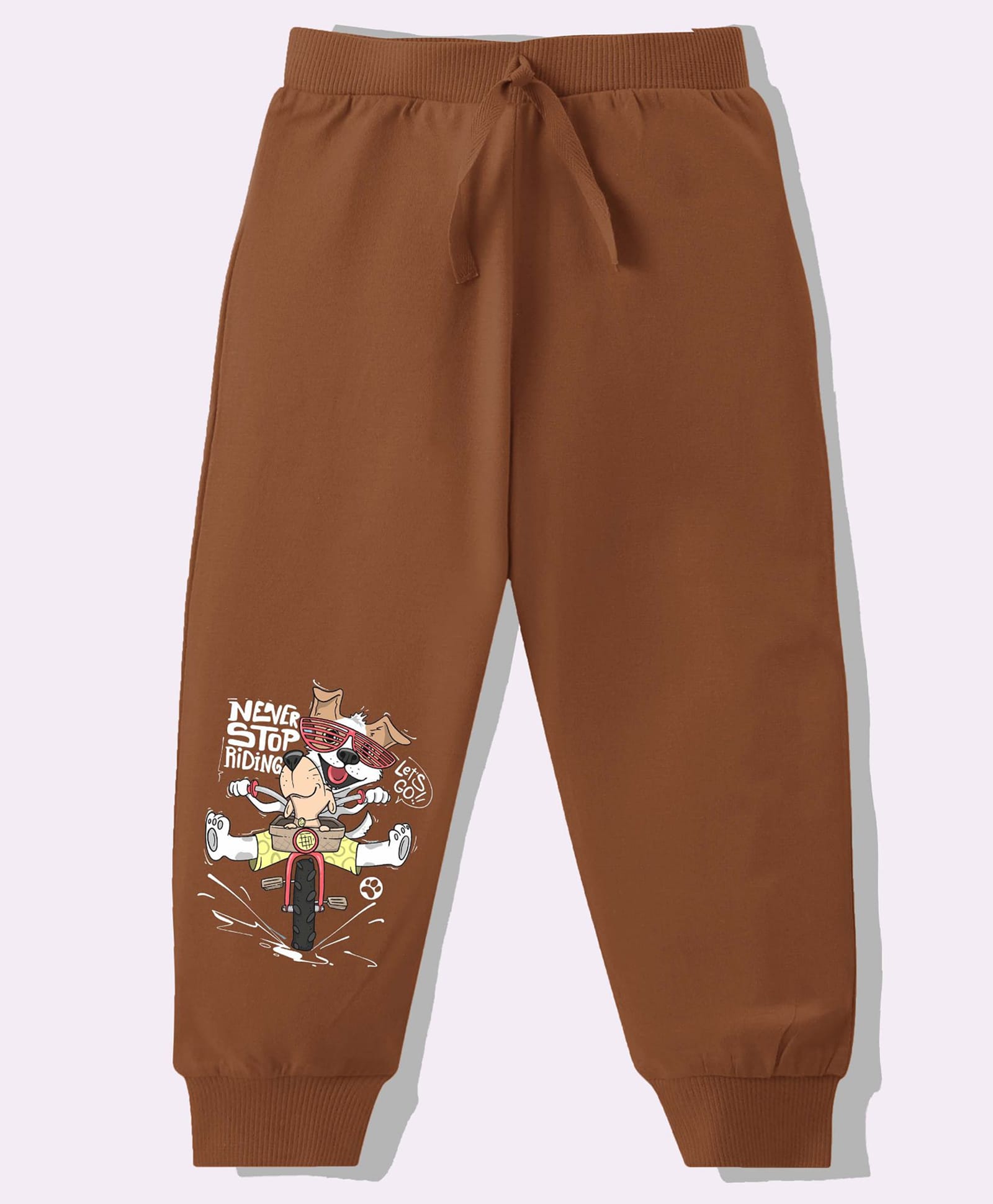 KAVEE Pure Cotton Knit Biowashed Full Length Dogs Printed Lounge Pants - Brown-picture-27