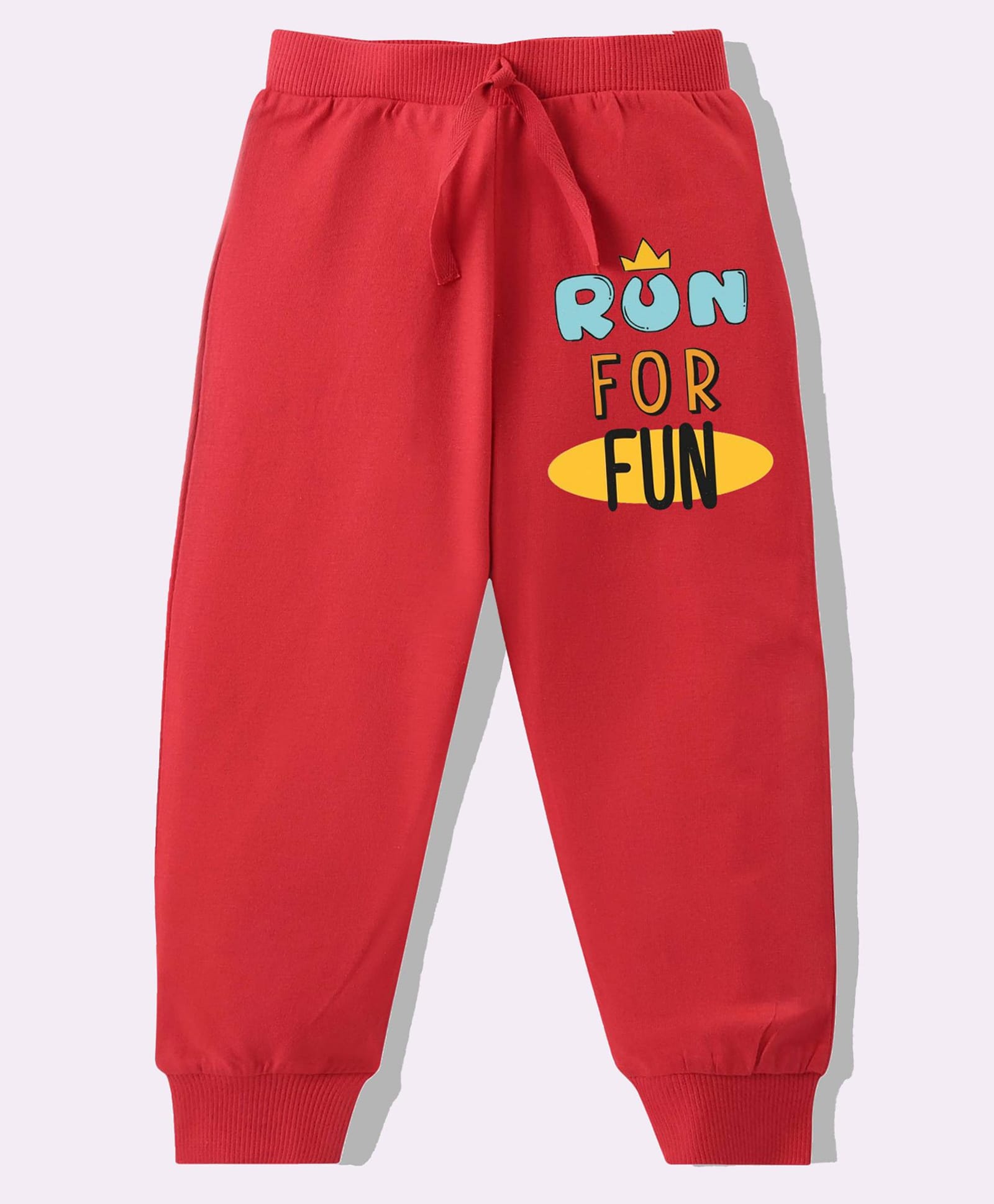 KAVEE Pure Cotton Knit Biowashed Full Length Run For Fun Text Printed Lounge Pants - Red-picture-12