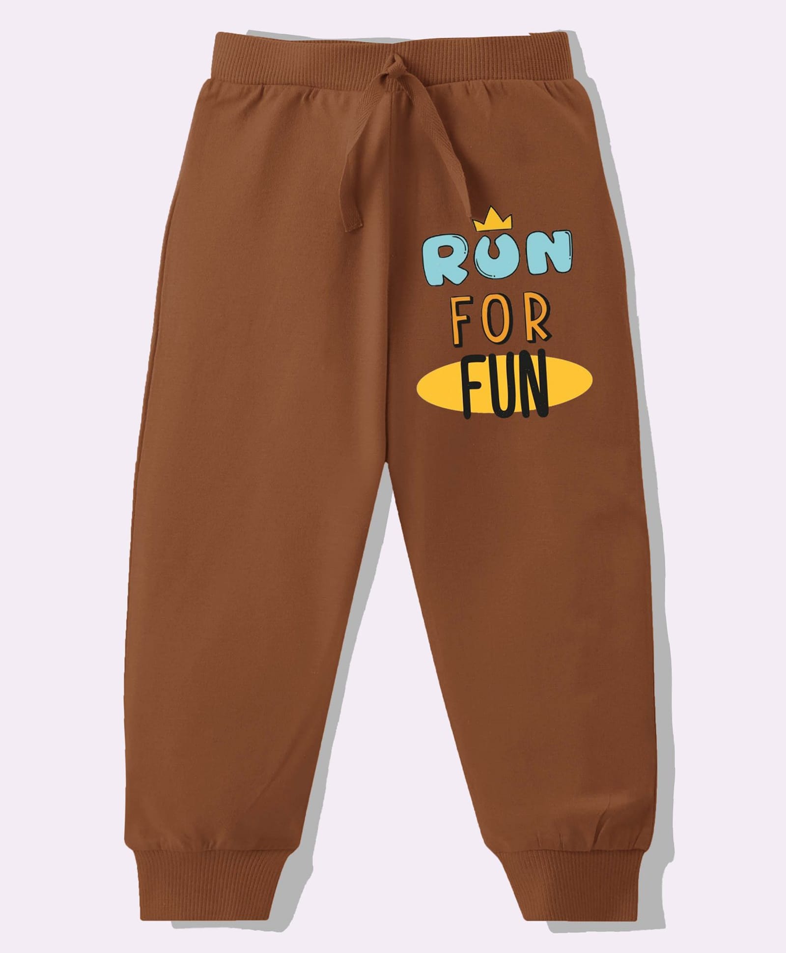 KAVEE Pure Cotton Knit Biowashed Full Length Run For Fun Text Printed Lounge Pants - Brown-picture-16