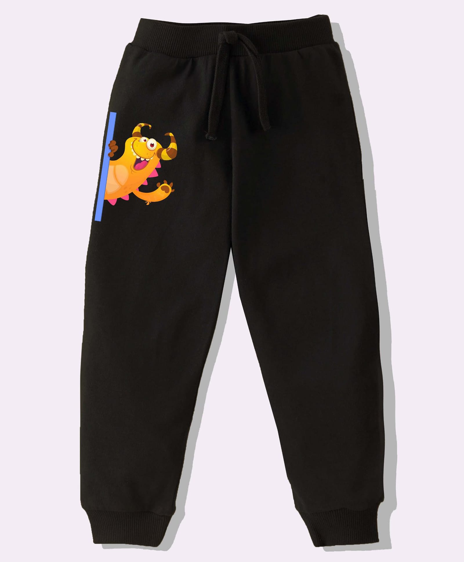 KAVEE Pure Cotton Knit Monster Printed Biowashed Lounge Pants - Black-picture-13