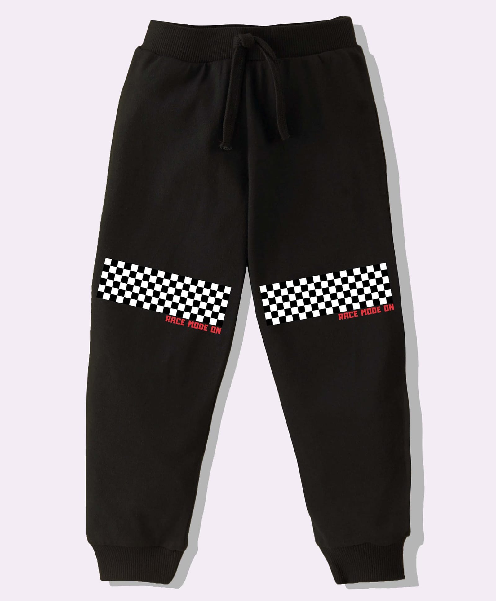 KAVEE Pure Cotton Knit Race Mode On Text Printed Biowashed Lounge Pants - Black-picture-12