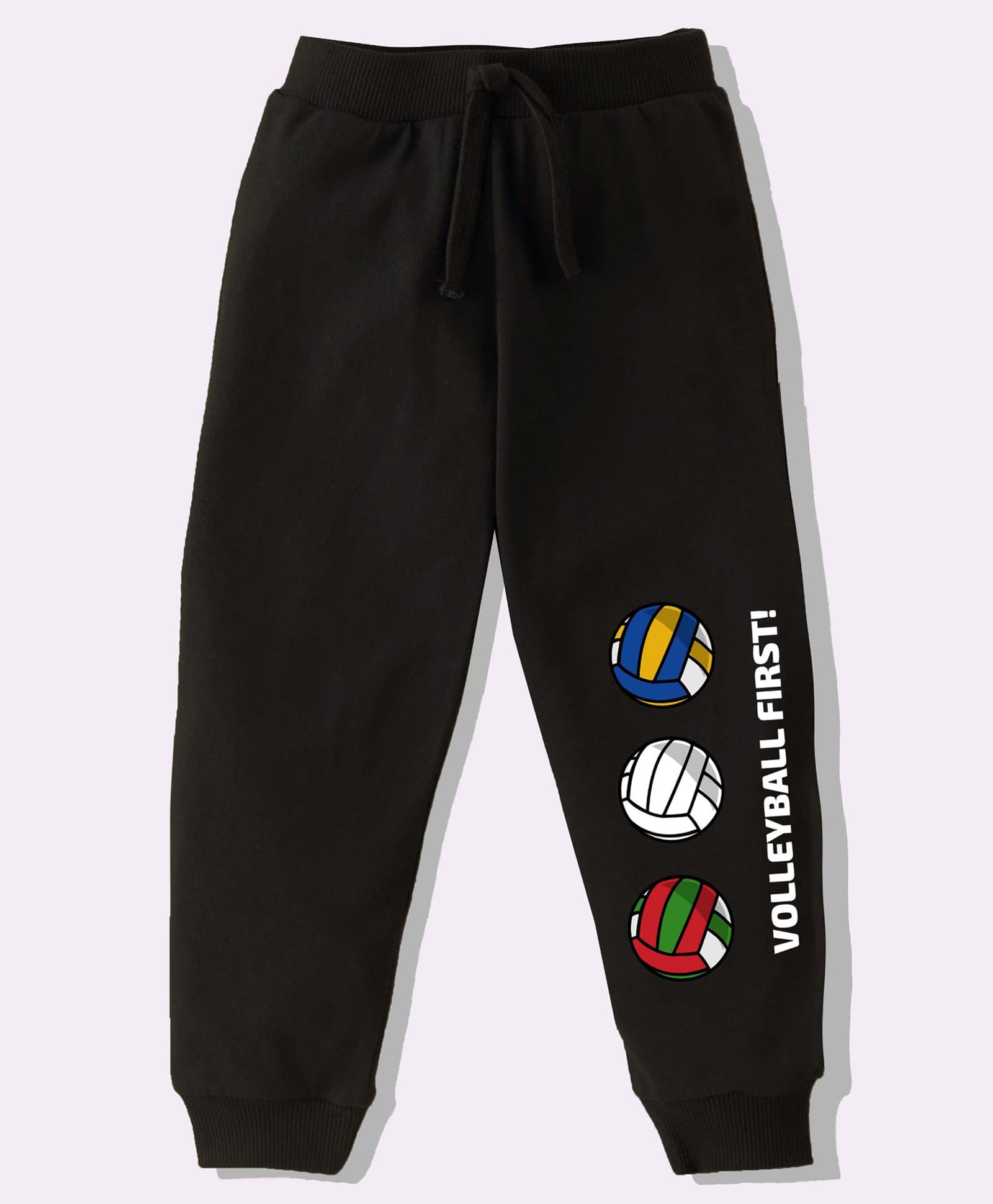KAVEE Pure Cotton Knit Volleyball Printed Biowashed Lounge Pants - Black-image-0