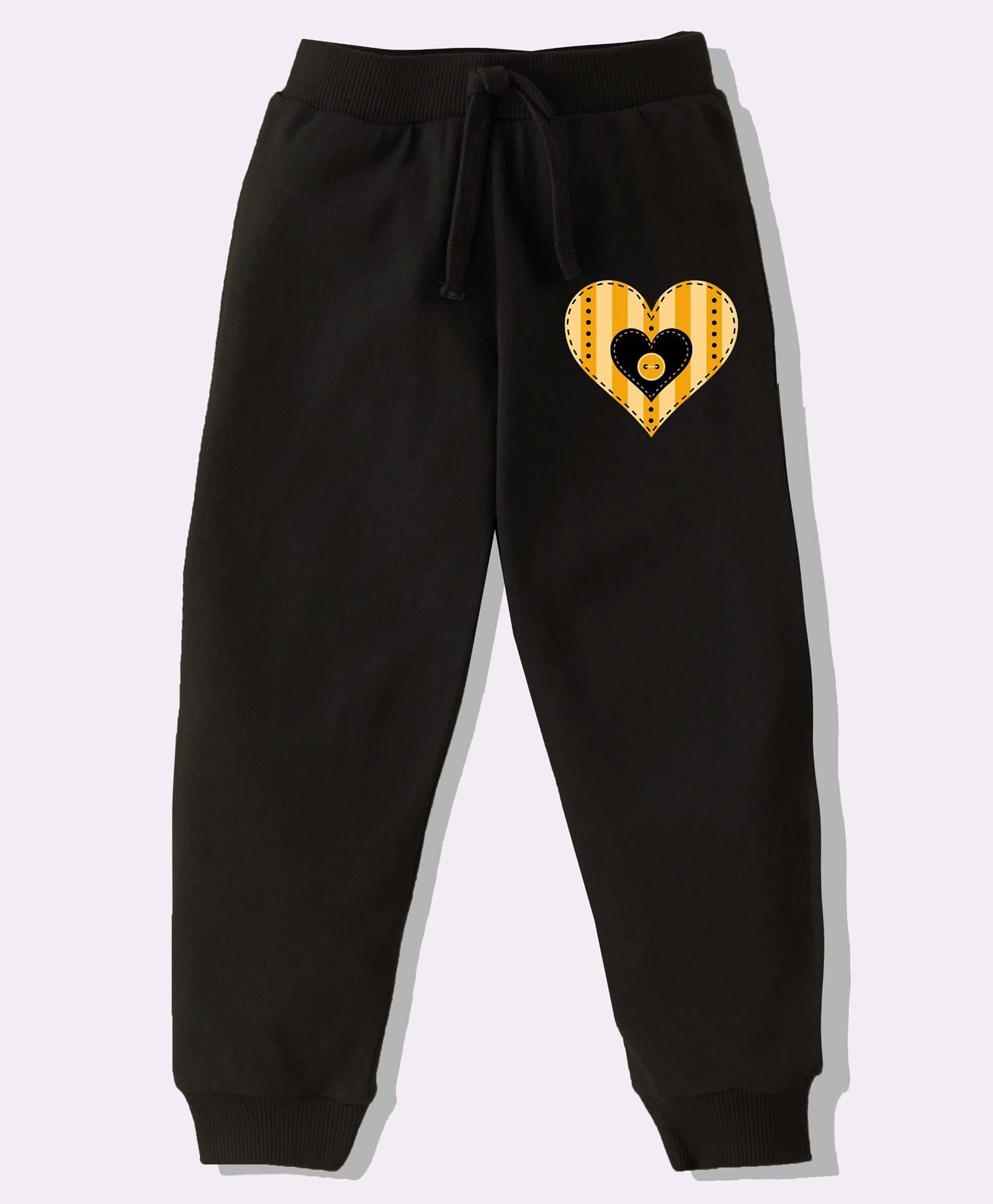 KAVEE Pure Cotton Knit Heart Printed Biowashed Lounge Pants - Black-picture-10