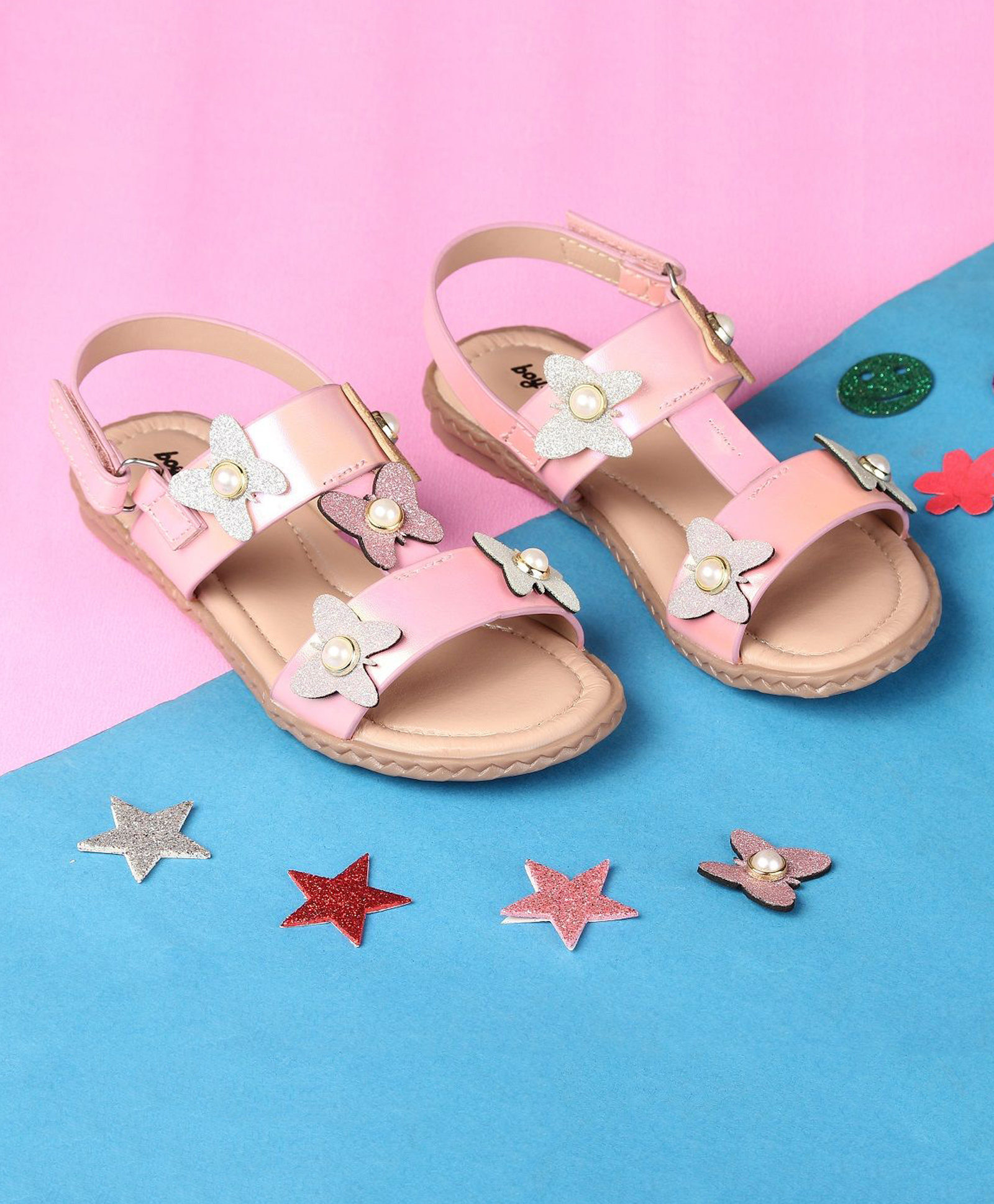 boyz n galz Shimmer Butterfly Applique Detailed Sandals - Pink-picture-15