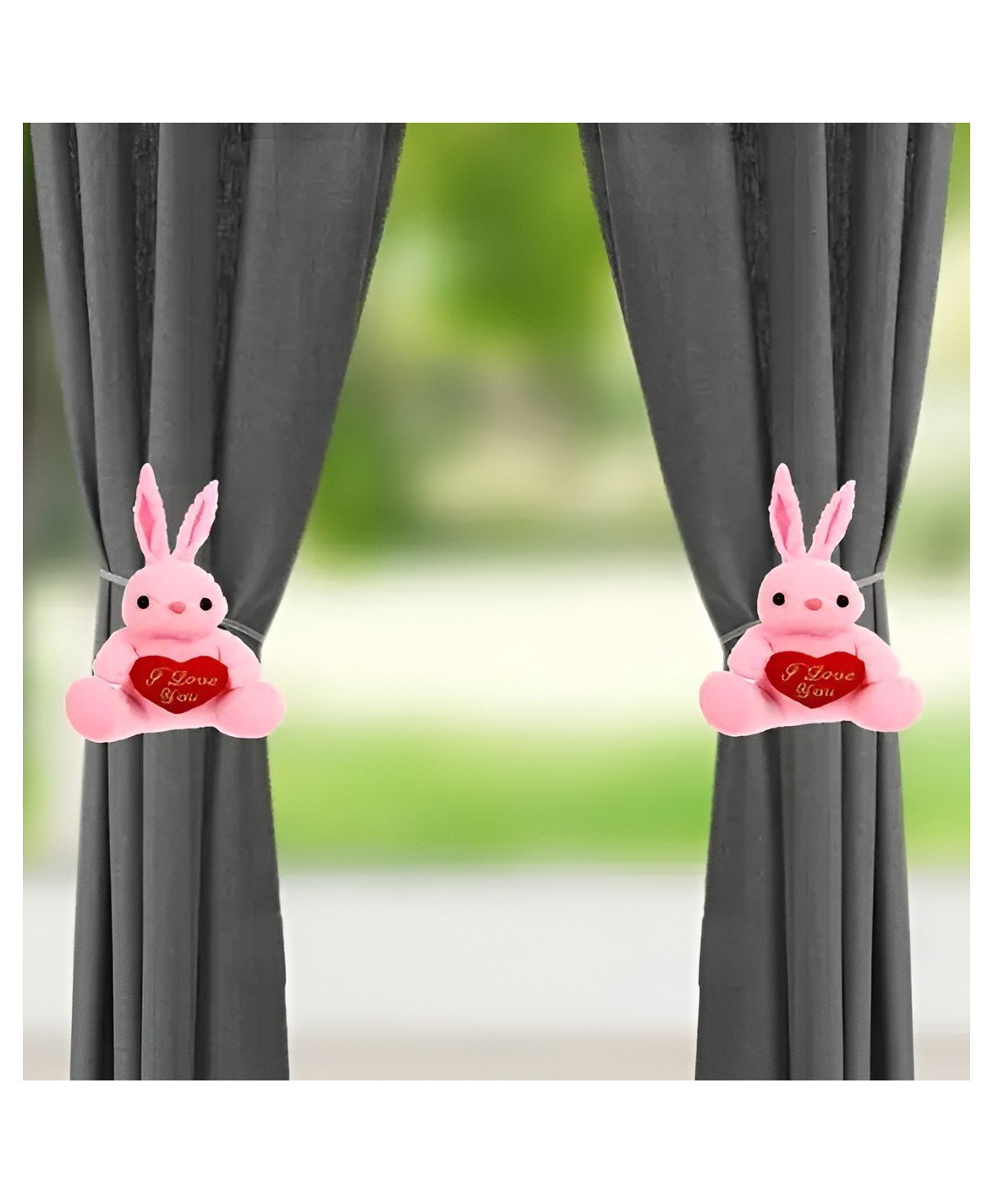 Tickles 2 Pcs I Love You Rabbit Soft Stuffed Plush Animal Hanging Toy For Kids Boys & Girls Home Decoration (Color: Pink, Size: 10 cm)-image-26