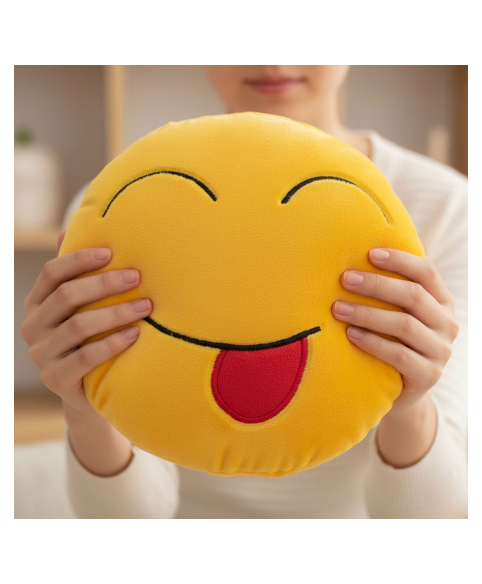 Tickles Tongue Out Smiley Soft Stuffed Toy For Kids Birthday Gifts (Size: 33 cm, Color: Yellow)-image-23