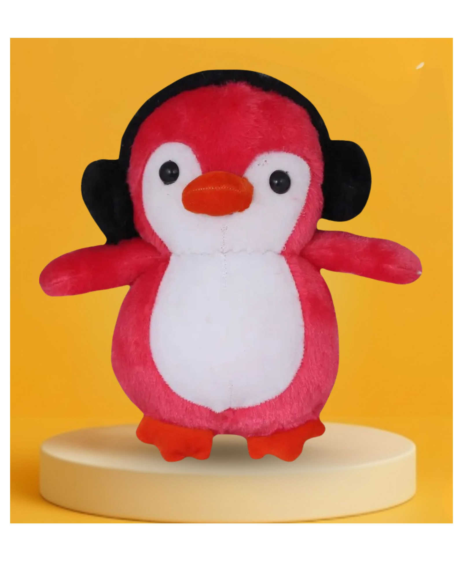Tickles Penguin with Ear Muffs Soft Stuffed Plush Animal Toy For Kids Boys & Girls (Color: Red & White Size: Length 25 cm-image-28
