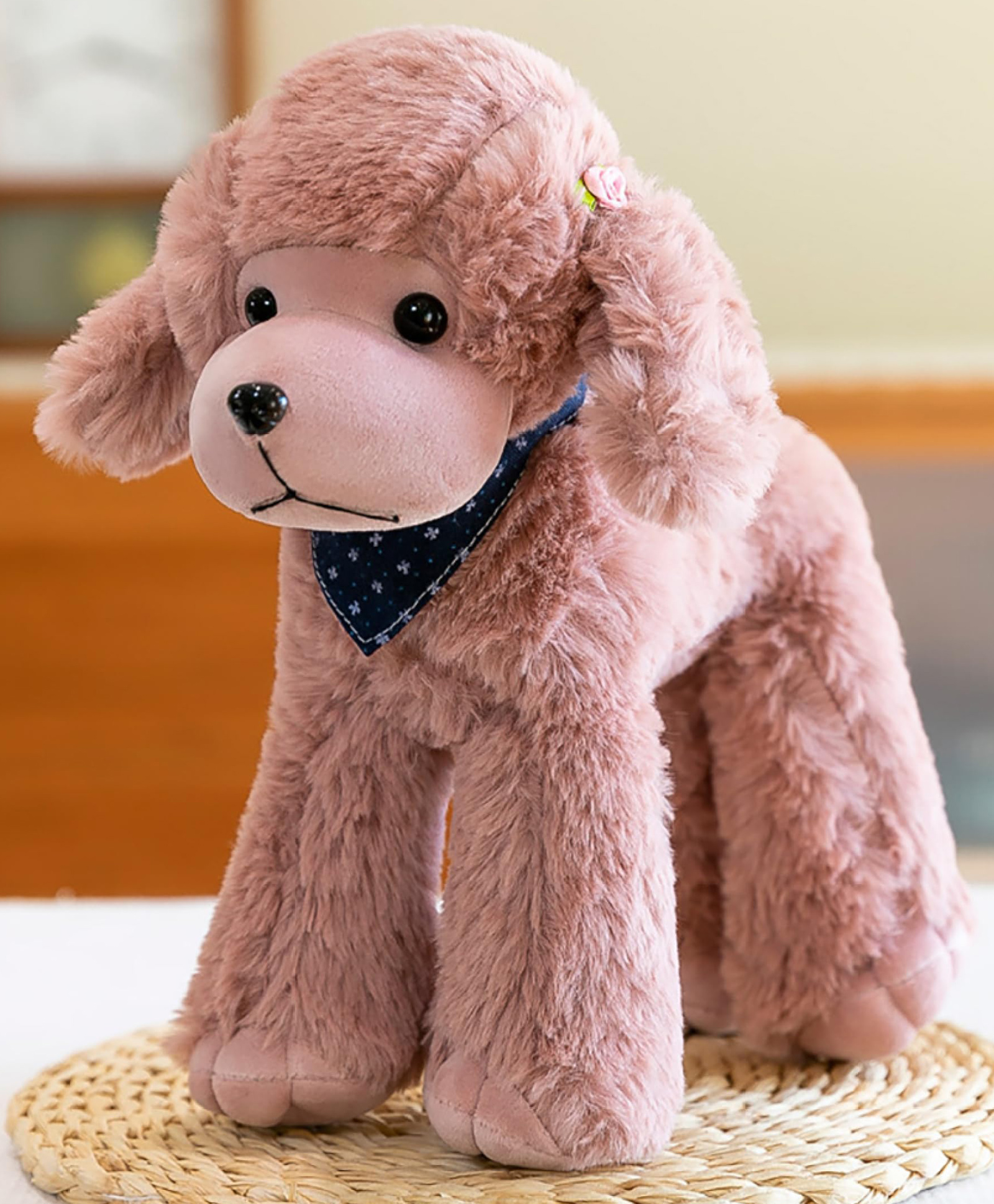 Tickles Cute Standing Poodle Dog Soft Stuffed Plush Animal Toys for Kids Boys & Girls Birthday Gift (Color: Pink Size: Length 22 cm)-image-7