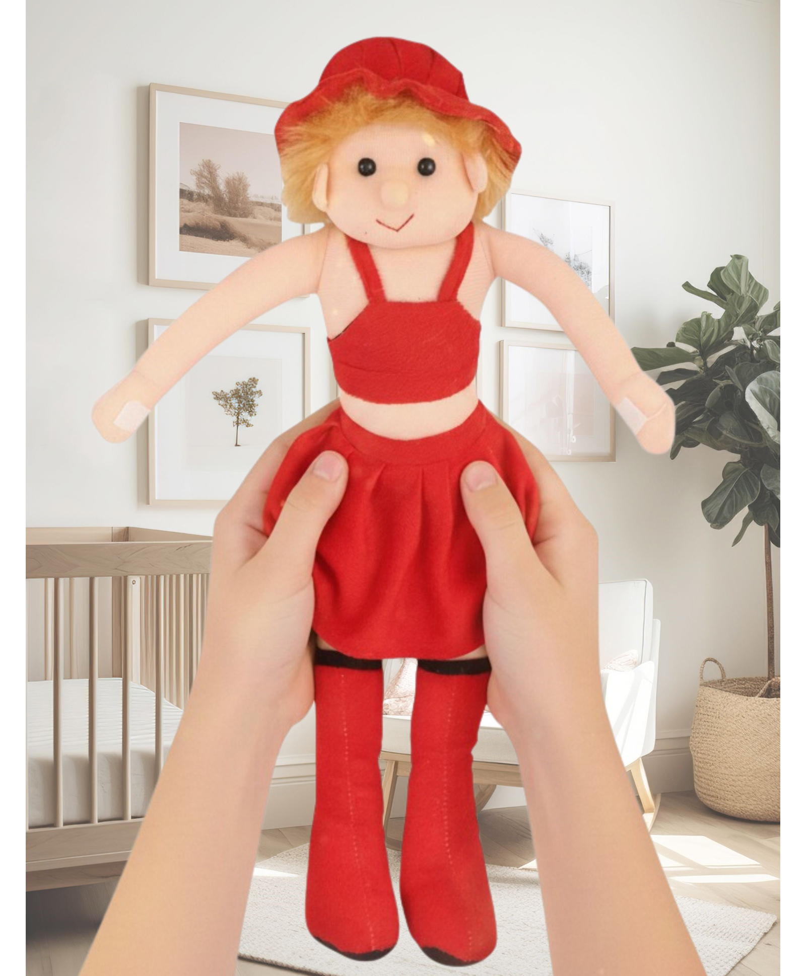 Tickles Gymnastic Girl Soft Stuffed Plush Toy For Kids Boys & Girls Birthday Gifts (Color: Red; Size: Length 25 cm)-image-27