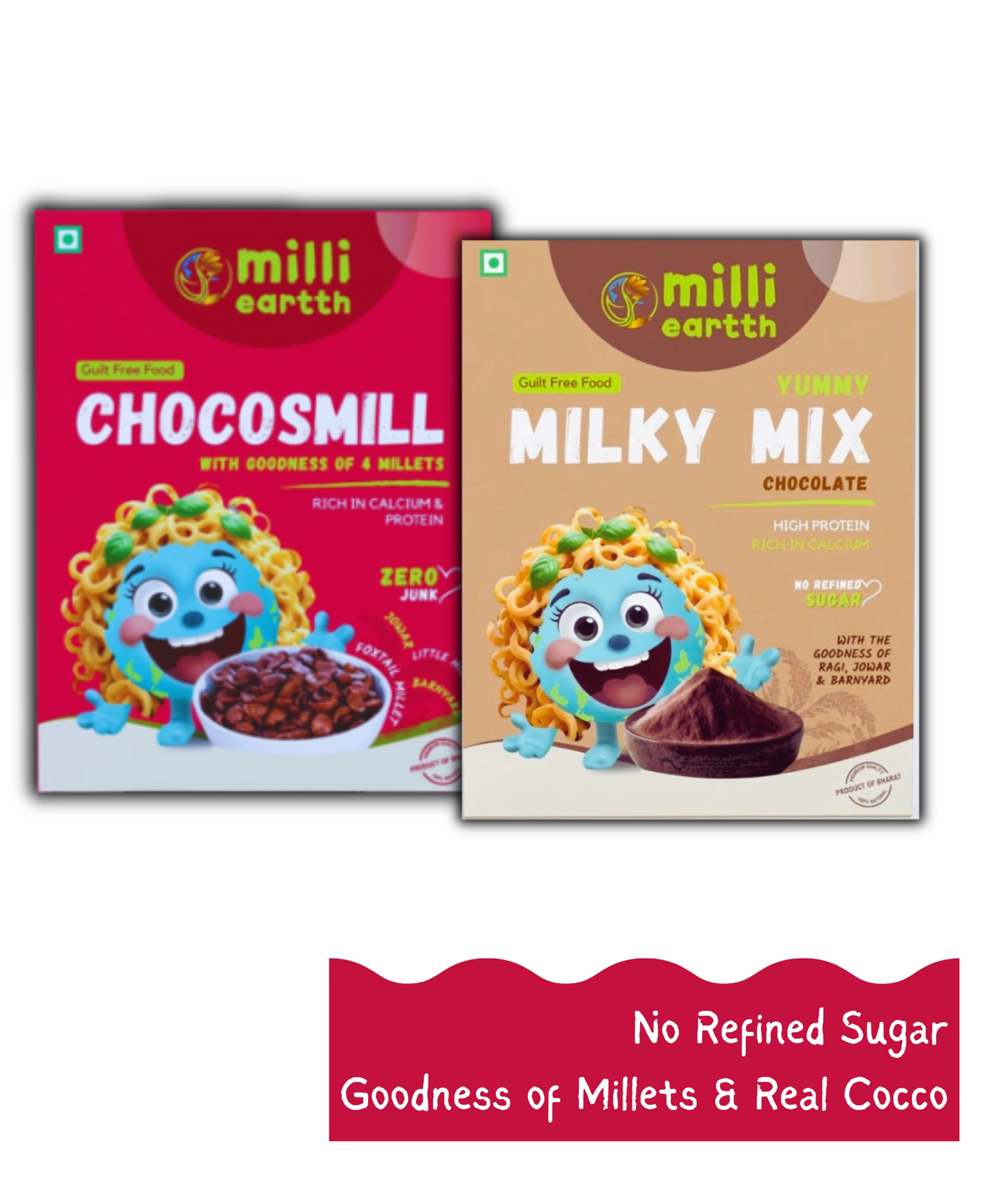Millieartth Milky Choco Bliss Yummy Milky Mix (300 g) & Millet Chocos (300 g) | Nutritious and Delicious Millet-based Breakfast for Kids and Adults | No Refined Sugar | No Palm Oil-image-33