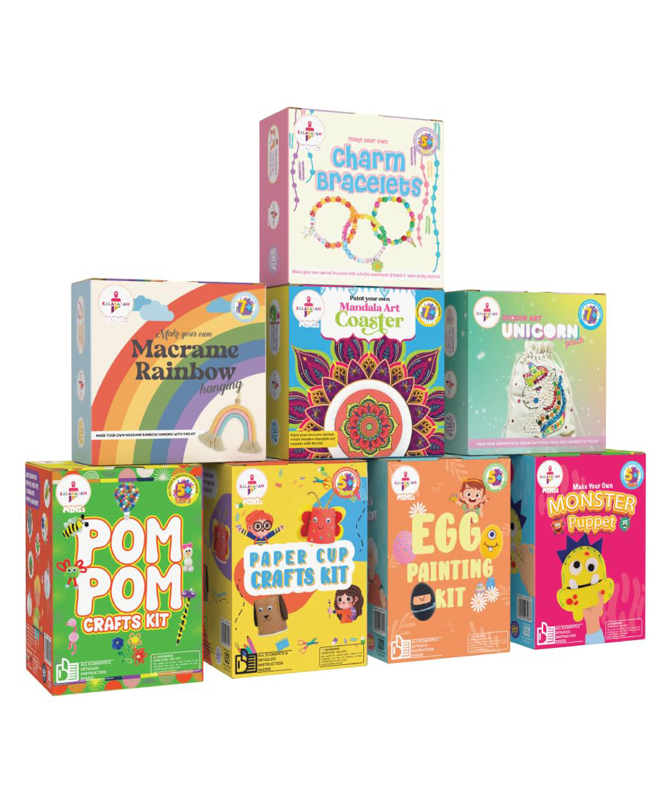 Kalakaram 8-In-1 Mini'S Chippy And Buzzy Collection Kit|Diy Painting & Coloring Kit|Educational Fun Activities Birthday Gift Kit For Girls,Boys,Teens,Kids Ages 5,6,7,8 Year Olds And Up,Multicolor-image-37