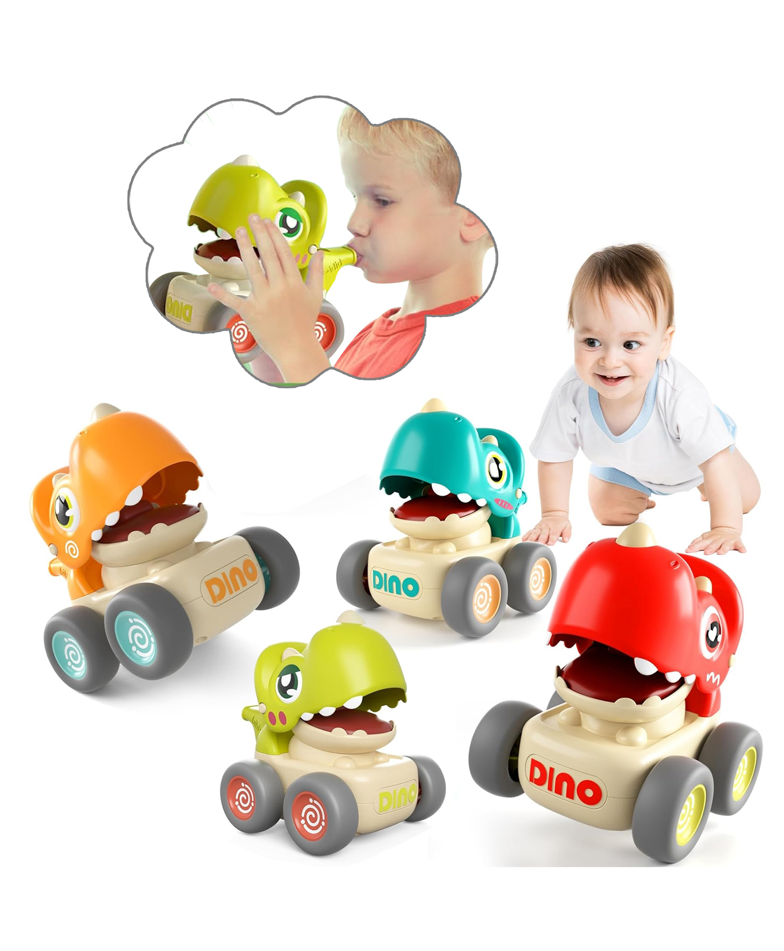 Kidology Dinosaur Cars Set of 4 with Whistle Music-image-29
