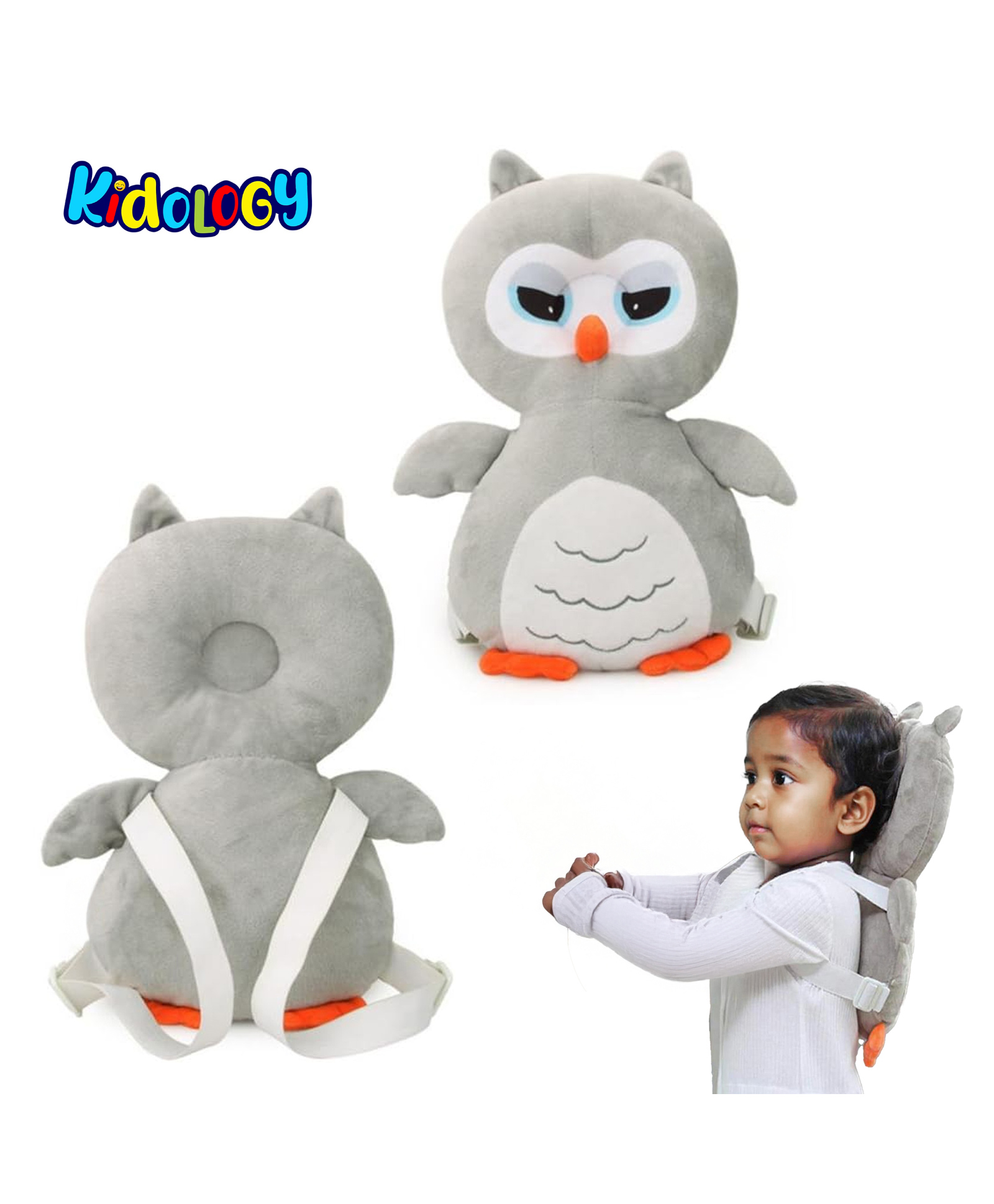Kidology Head Protector Cushion Plush Toy - Grey-image-28
