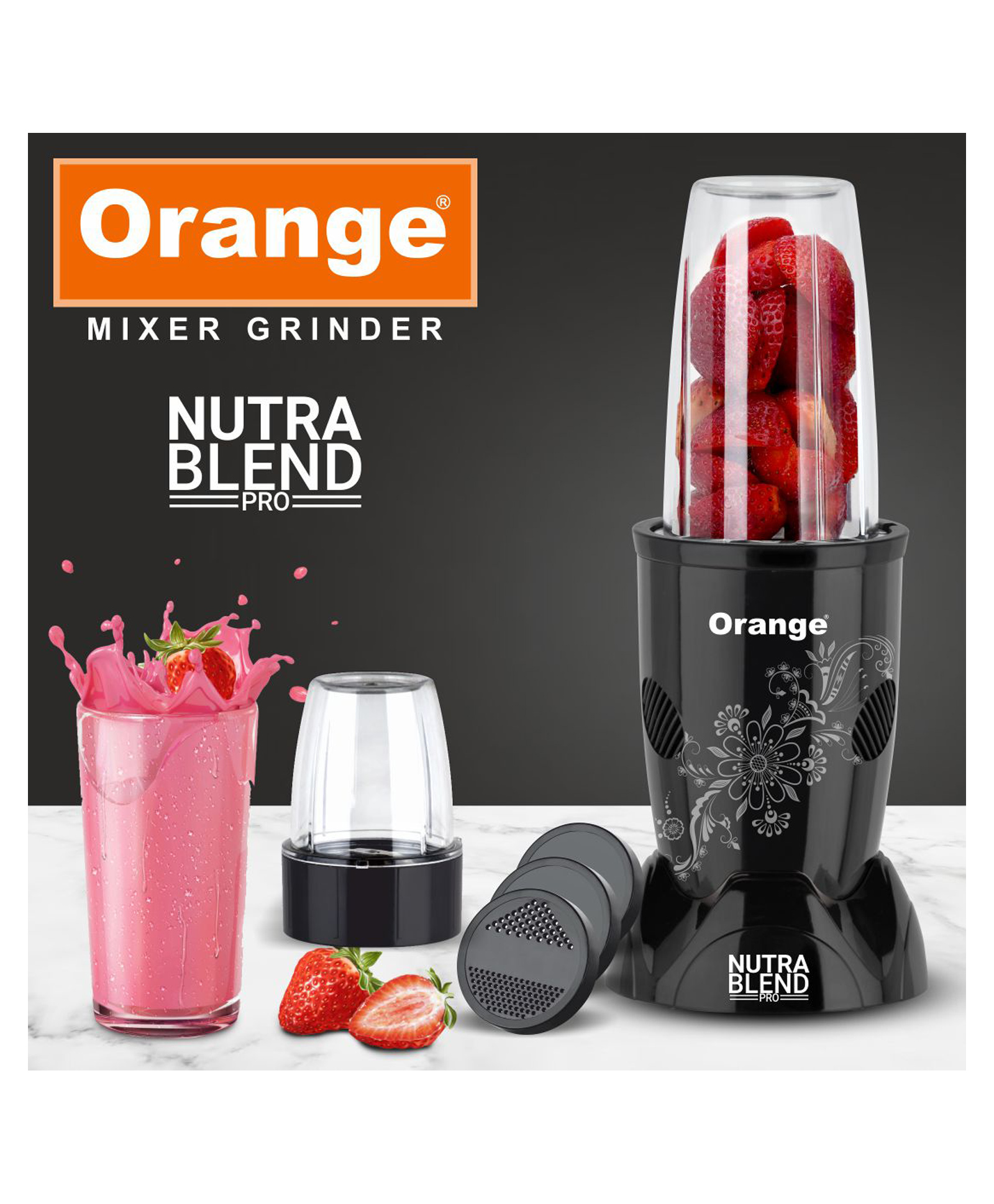 Orange Cookware Nutra Blend Pro 450 Watt 2-Jar Mixer Grinder-image-8