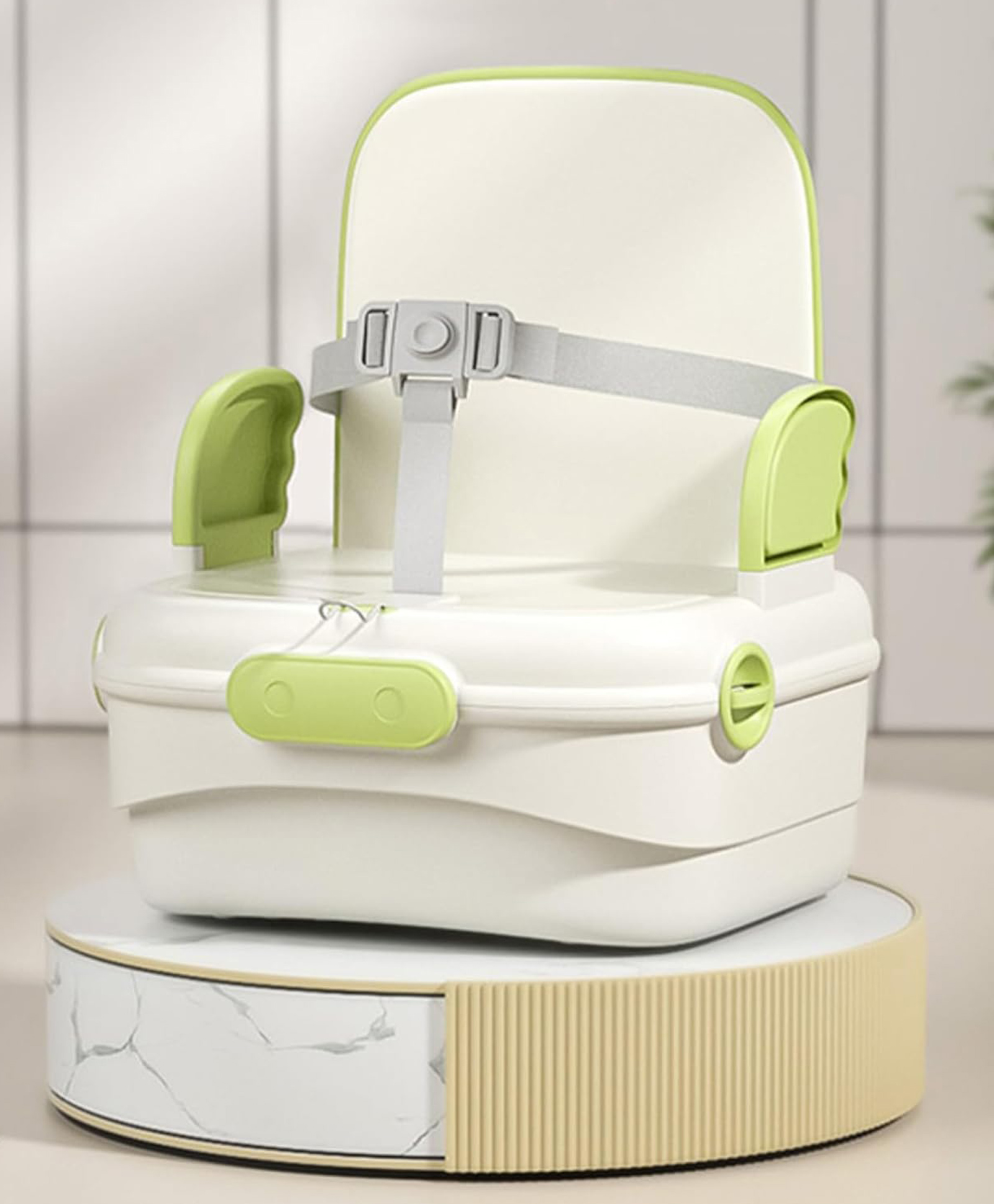 Baybee Liftzy Portable Booster Chair for Kids | Travel-Friendly Baby Dining Seat with Safety Straps, Foldable Design, Storage Space & Anti-Slip Base Ideal for Dining, Travel & Camping (Green)-image-3