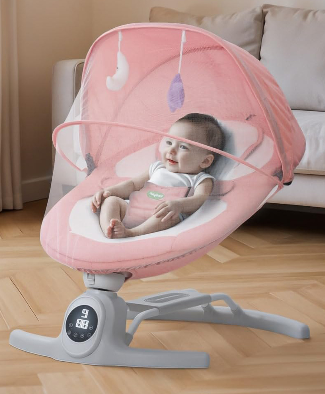 Baybee Baby Cradle and Swing | Automatic Electric Swing for Baby 0 to 2 Years with Remote | 5-Speed Baby Swing Cradle with Music, Timer, Canopy & Mosquito Net | Baby Rocker & Sleeping Swing (Blue)