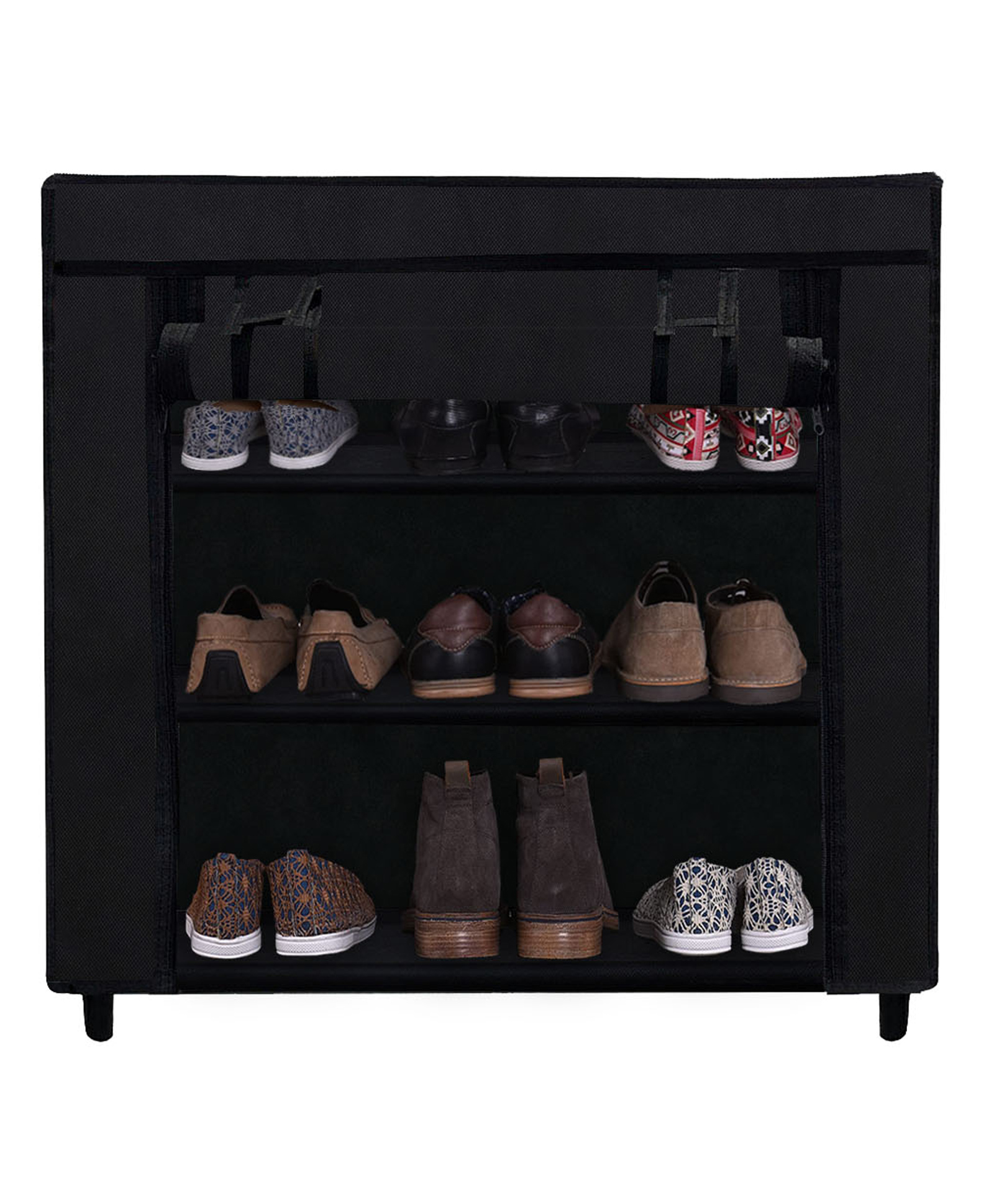 Urban Choice 3-Layer Black Metal Shoe Rack Durable & Space-Saving Organizer-image-30