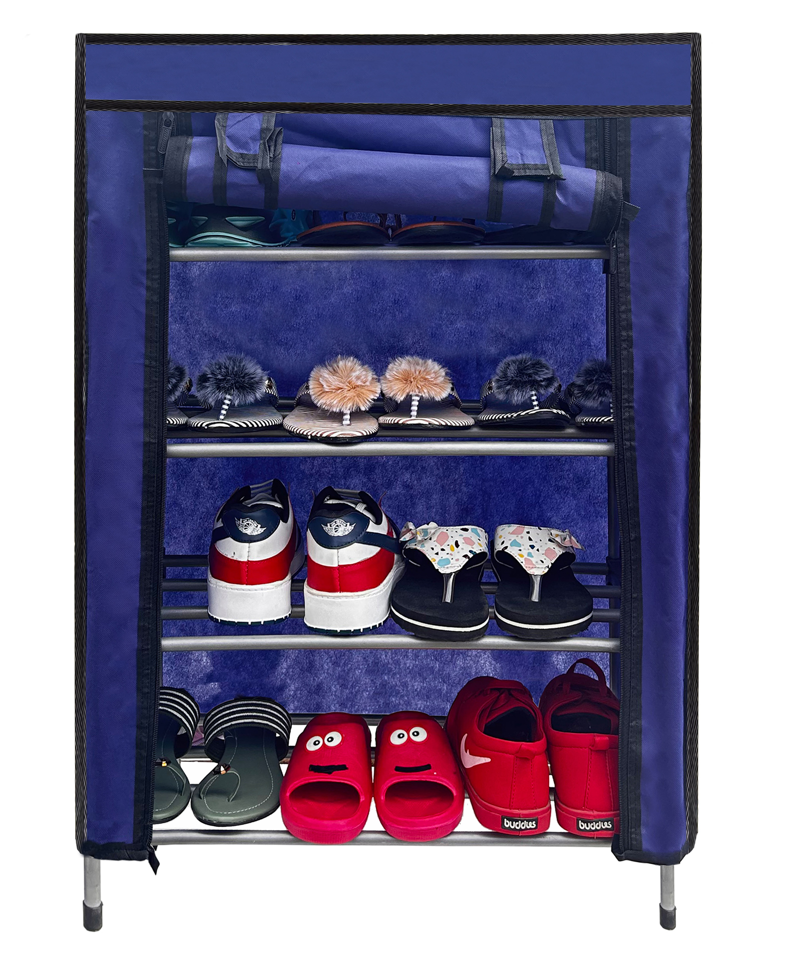 Urban Choice 4-Layer Blue Metal Shoe Rack Durable, Space-Saving Shoe Organizer for Home & Office-image-18