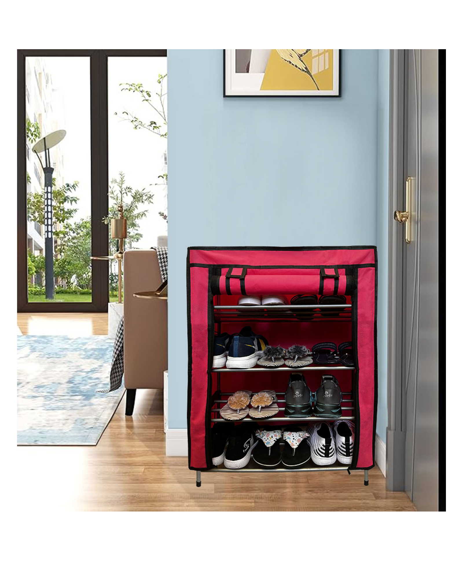 Urban Choice 4-Layer Pink Metal Shoe Rack Stylish, Durable & Space-Saving Organizer for Home-image-35