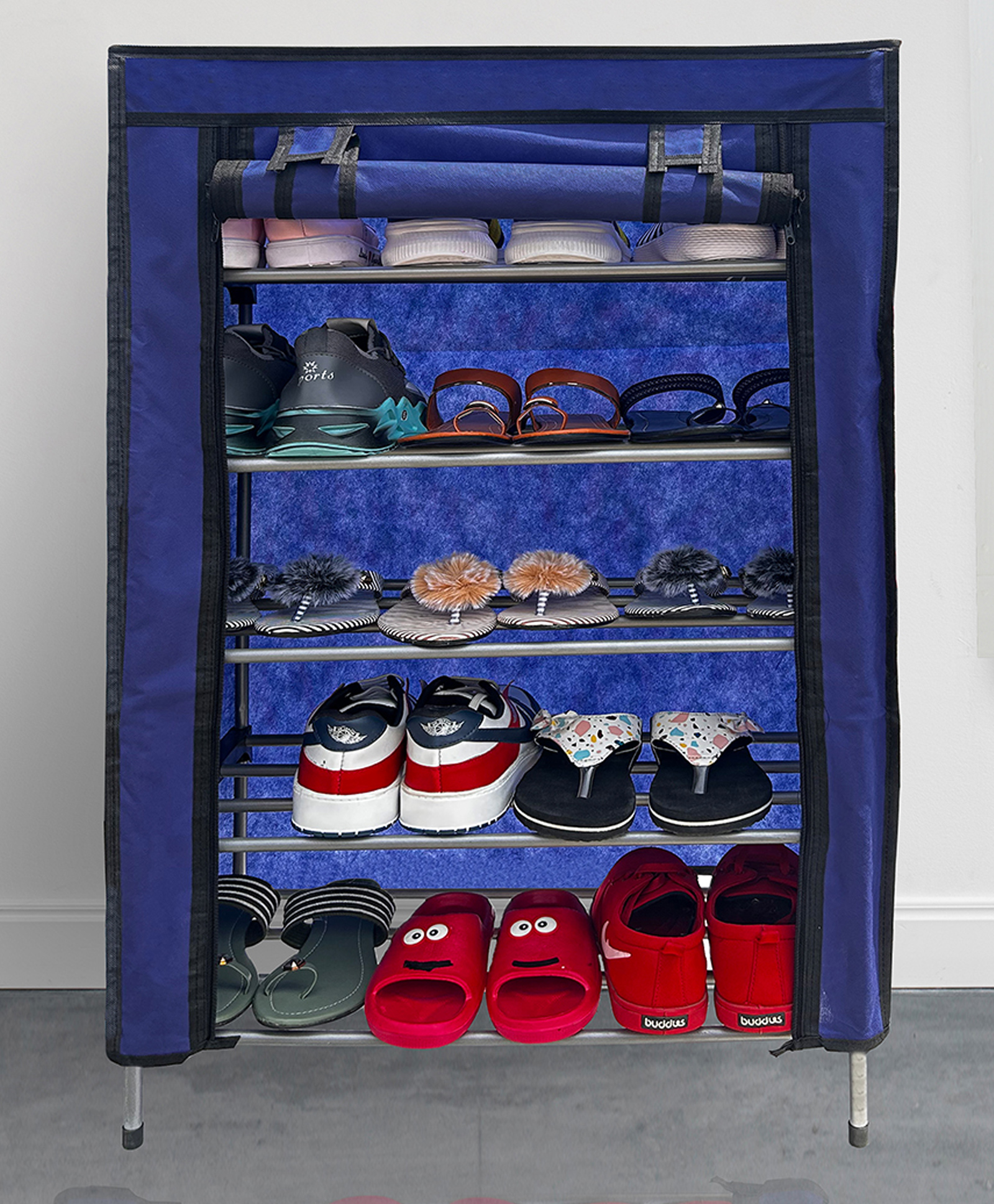 Urban Choice 5-Layer Blue Metal Shoe Rack Durable & Space-Saving Organizer for Home & Office-picture-18