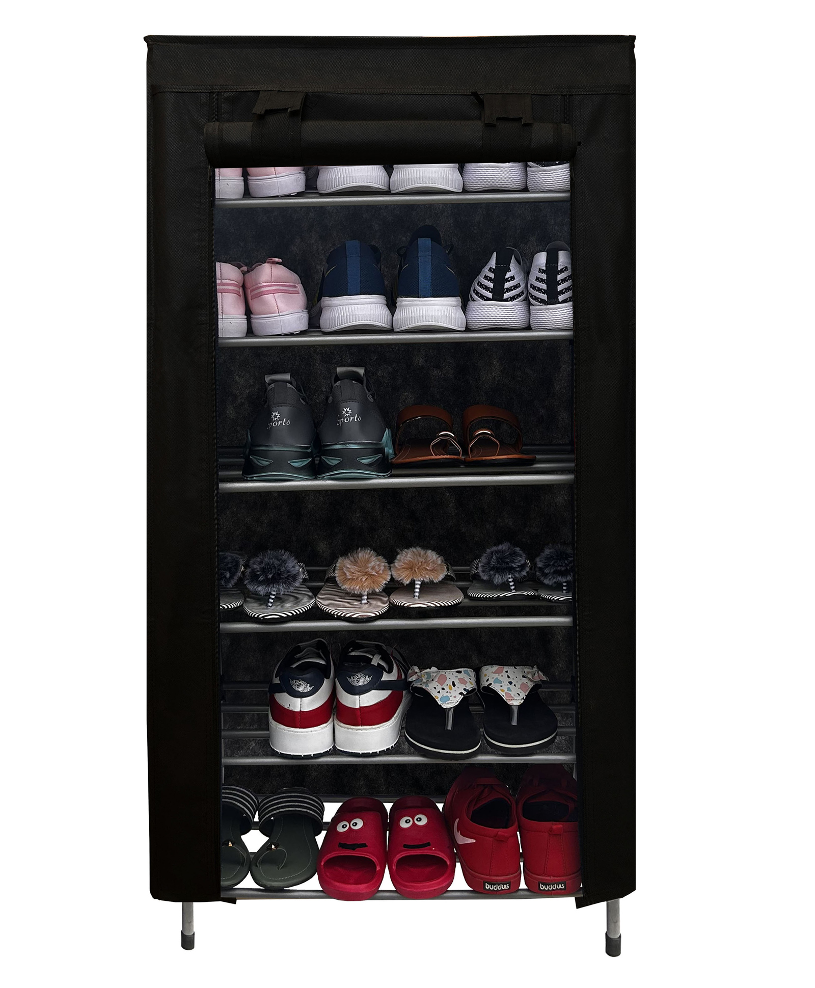 Urban Choice 6 Layer Black Metal Shoe Rack Durable, Collapsible & Space Saving Organizer for Home & Office-image-29