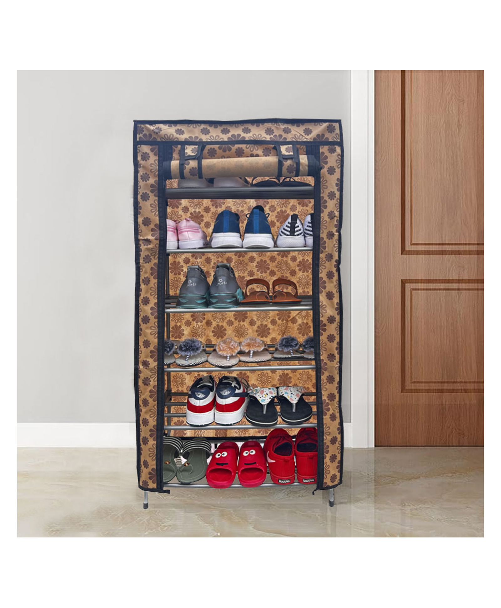 Urban Choice 6Layer Flower Print Metal Shoe Rack Stylish, Durable & Space Saving Organizer for Home & Office-image-27