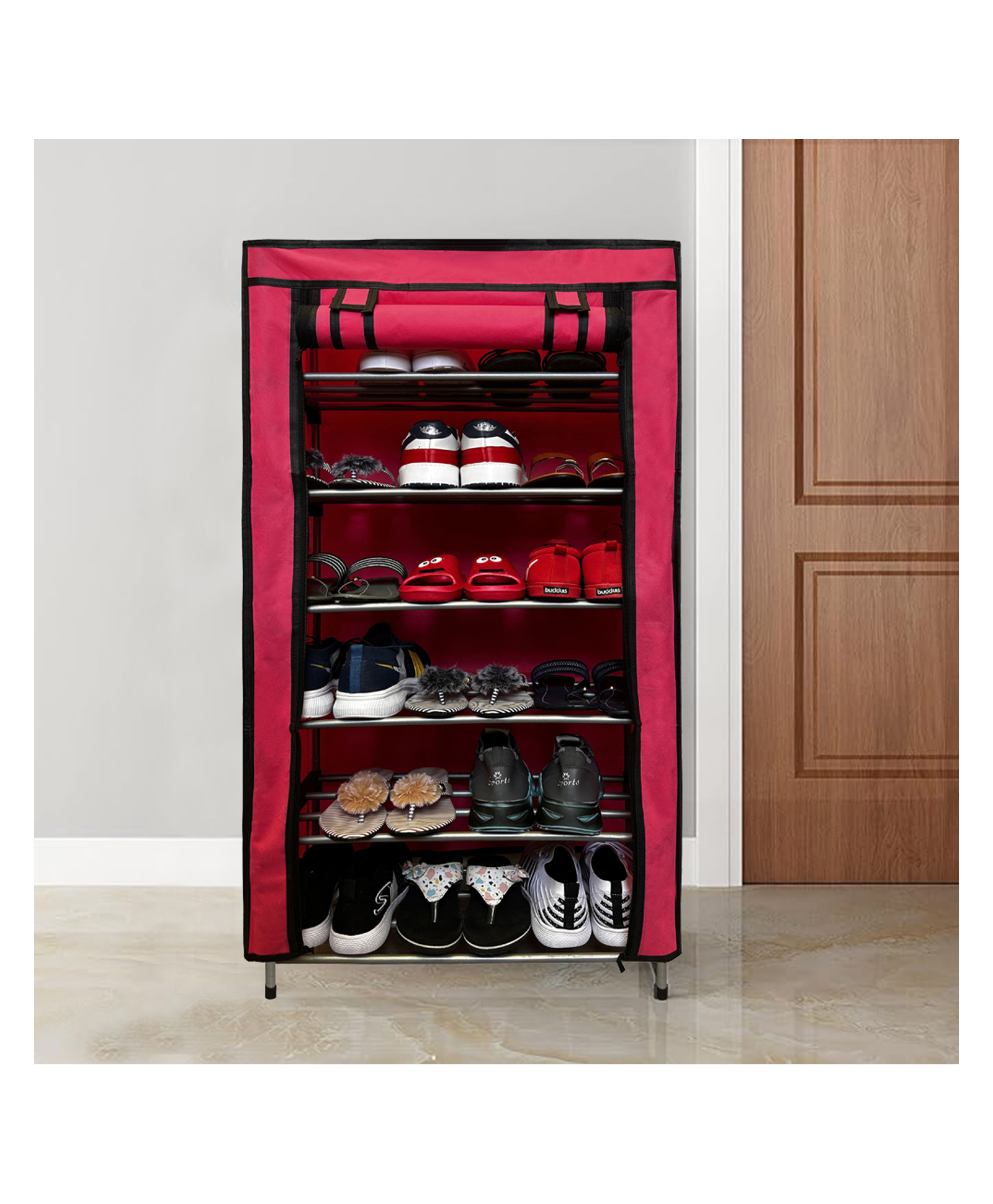 Urban Choice 6Layer Pink Metal Shoe Rack Stylish, Durable & Space Saving Organizer for Home & Office-image-33