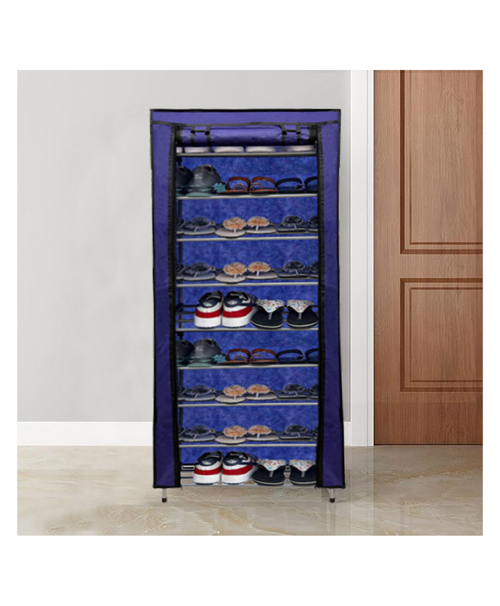 Urban Choice 9-Layer Blue Metal Shoe Rack Durable, Space Saving Organizer for Home & Office-image-11
