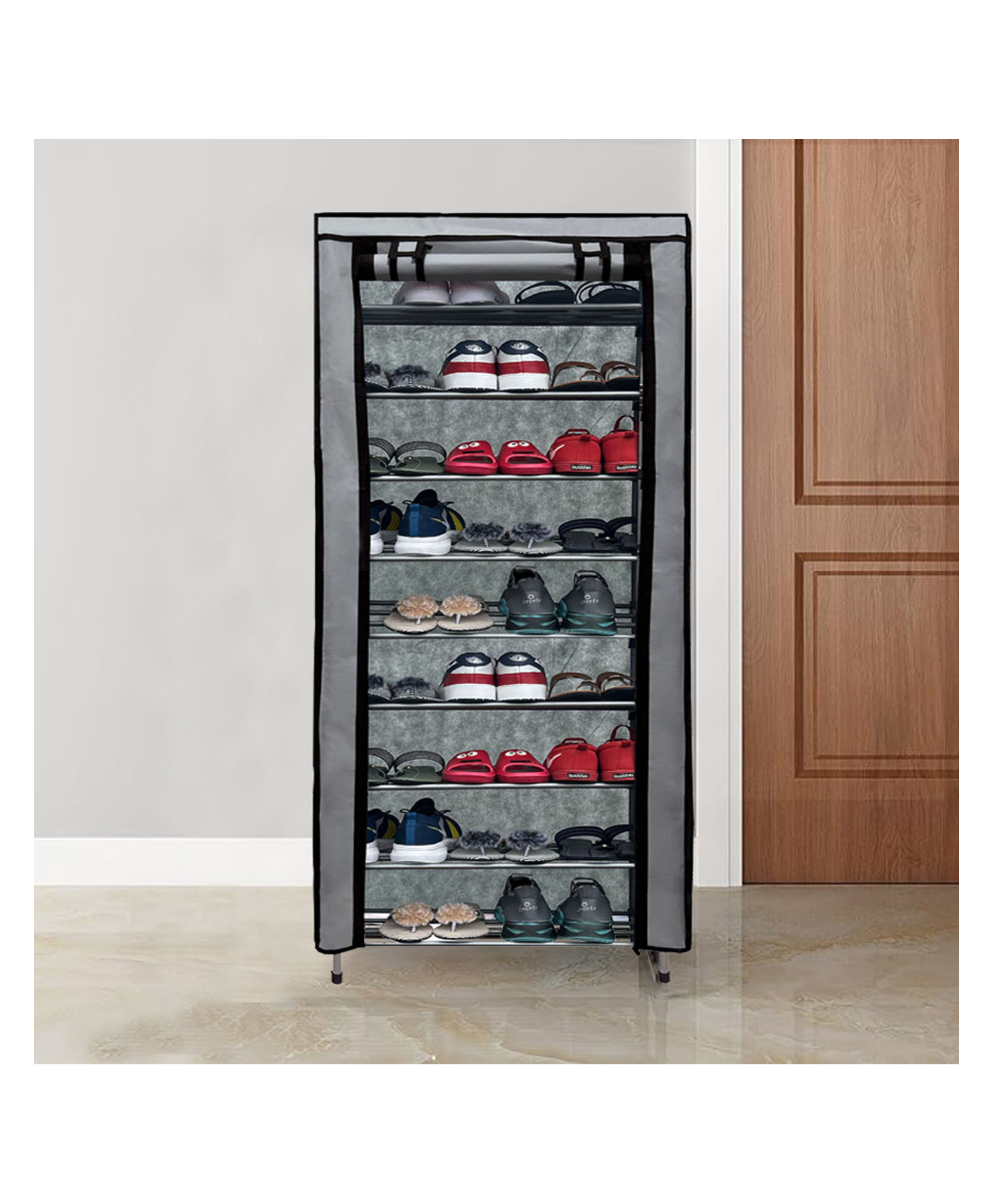 Urban Choice 9 Layer Grey Metal Shoe Rack Durable, Space-Saving Organizer for Home & Office-picture-23