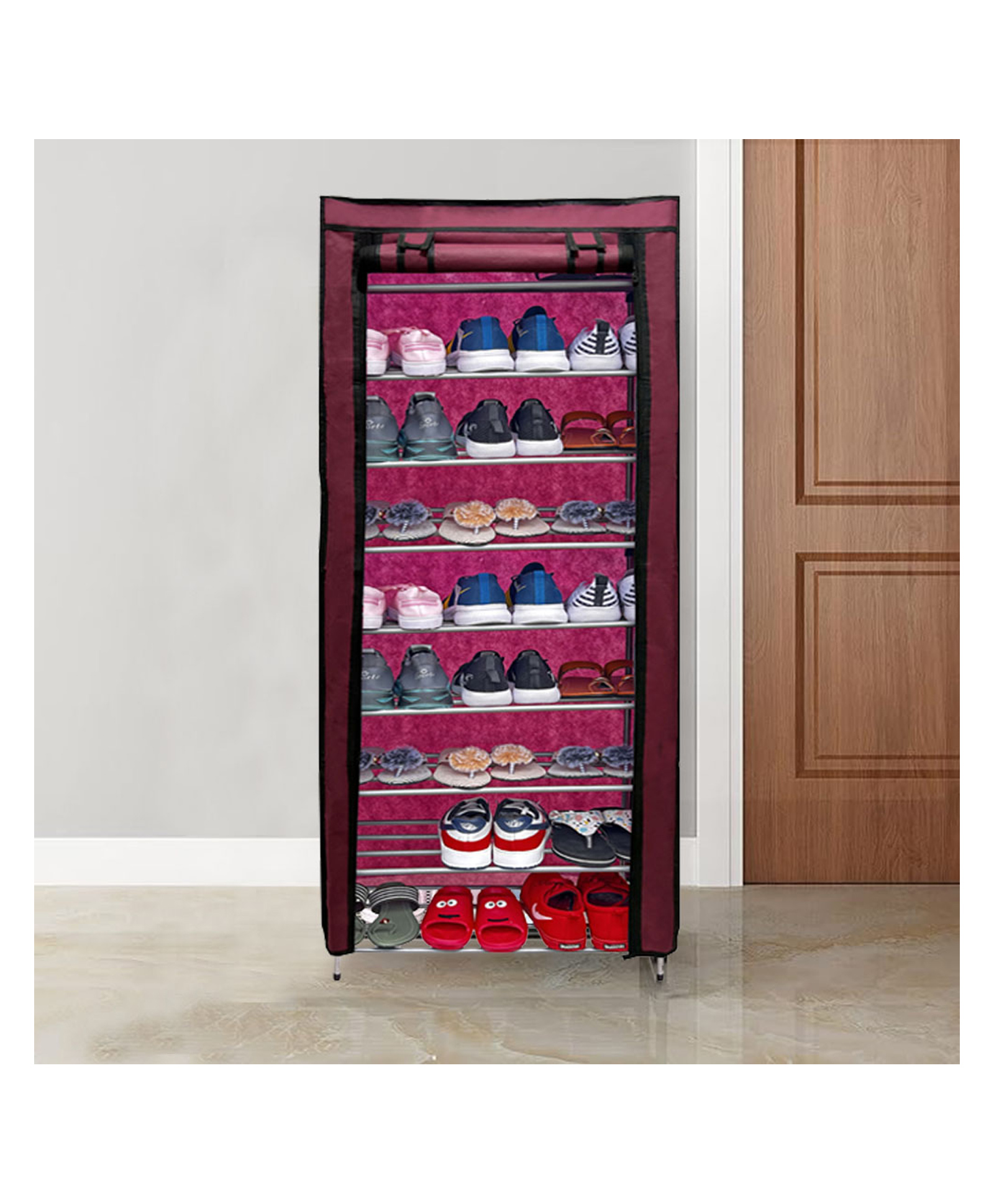 Urban Choice 9Layer Maroon Metal Shoe Rack Durable, Space Saving Organizer for Home & Office-image-22
