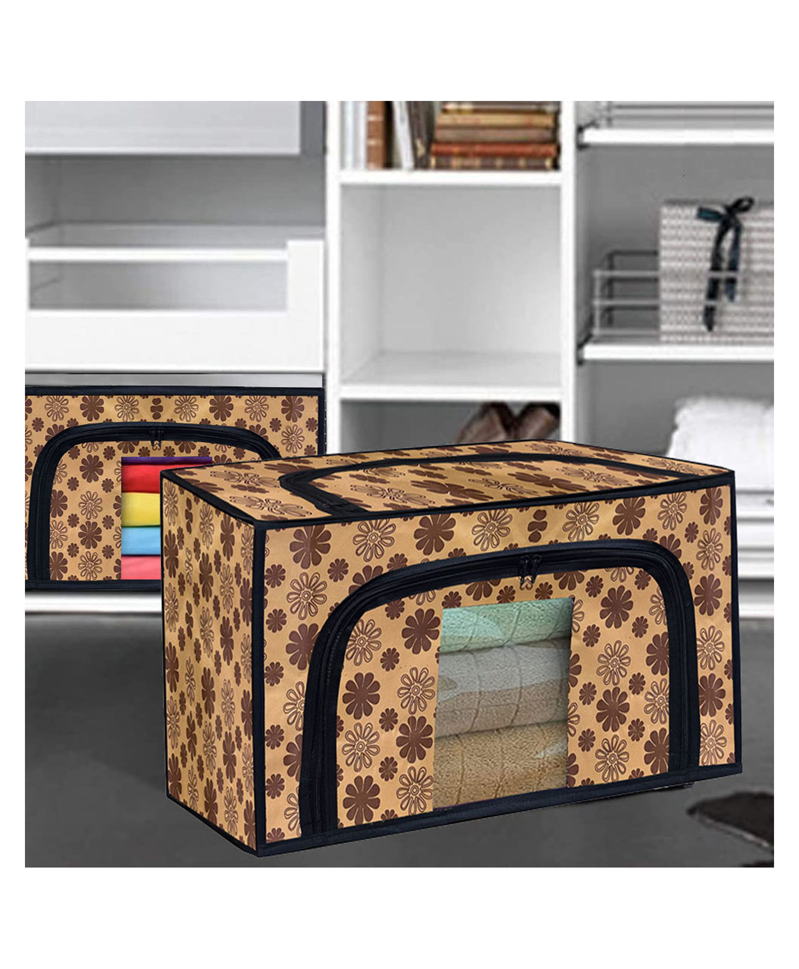 Urban Choice Large Organizer with Flower Print Stylish, Spacious & Durable Storage Solution for Home & Office-image-40