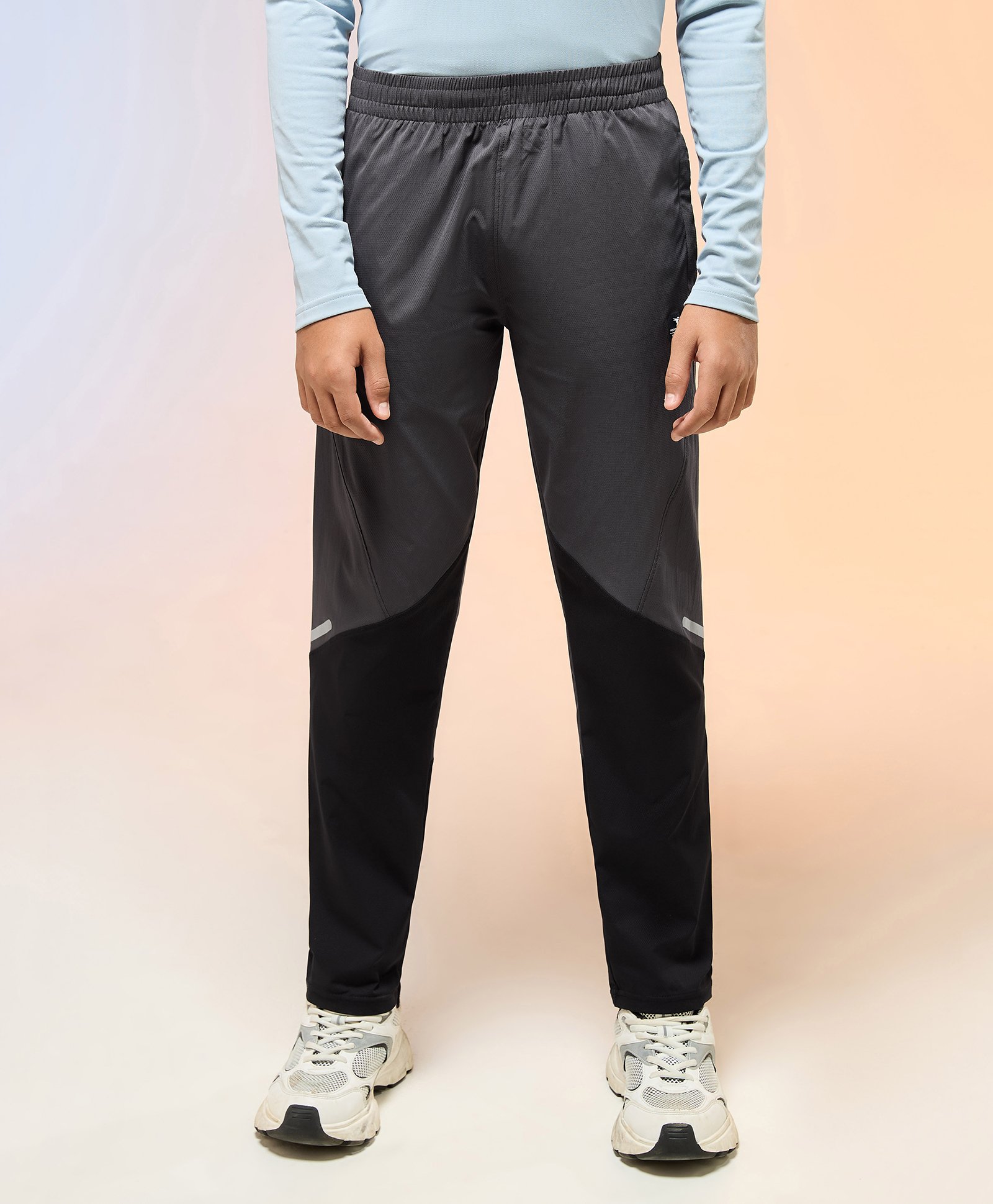 Technosport Knit Colour Blocked Breathable & Moisture Wicking Sports Track Pants - Dark Grey-picture-15