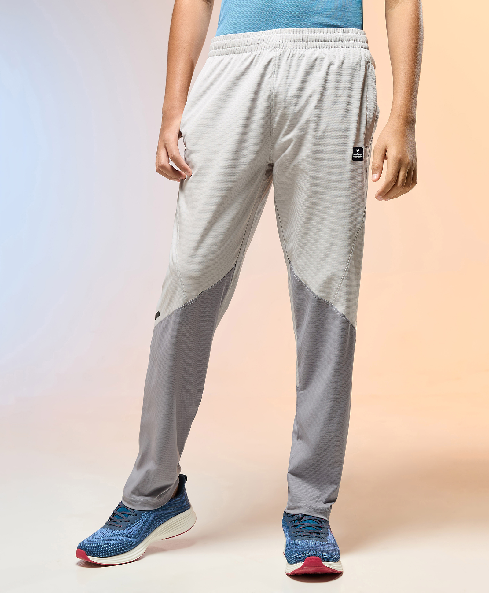 Technosport Knit Colour Blocked Breathable & Moisture Wicking Sports Track Pants - Lunar Grey-picture-10