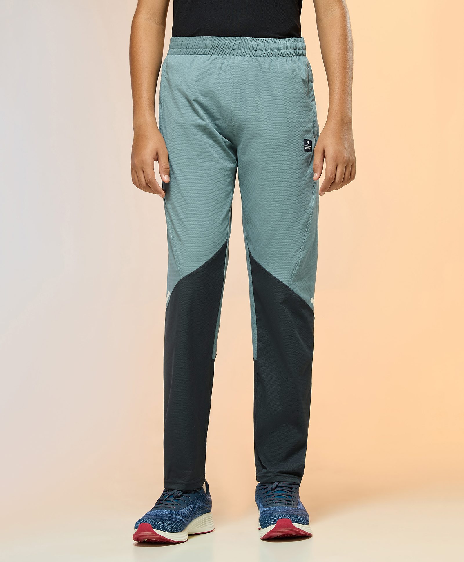 Technosport Knit Colour Blocked Breathable & Moisture Wicking Sports Track Pants - Green-picture-16