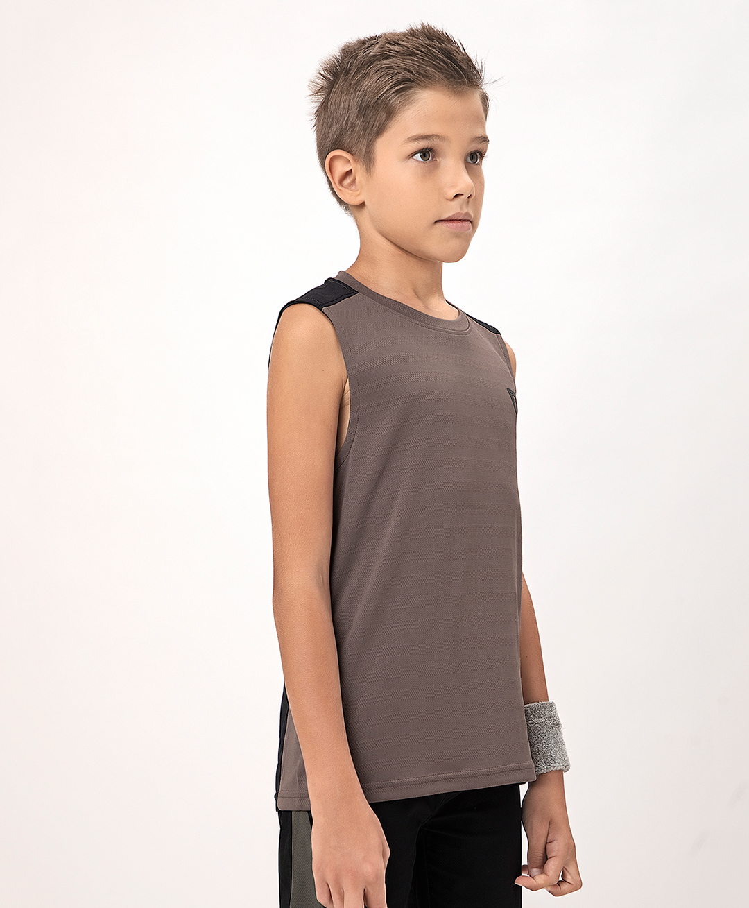 Technosport Knit Sleeveless Colour Blocked Breathable & Quick Dry Sports Tee - Brown-picture-17