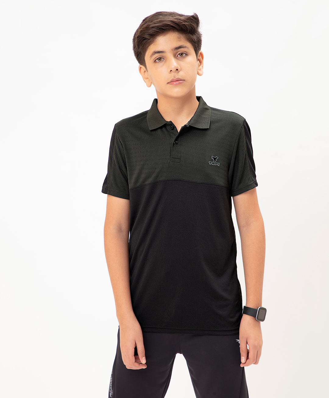 Technosport Knit Half Sleeves Colour Blocked Breathable & Quick Dry Sports Polo Tee - Dark Green-picture-18