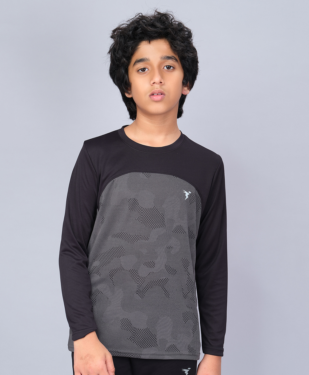 Technosport Knit Full Sleeves Abstract Printed Breathable & Quick Dry Sports Tee - Charcoal Grey-picture-19