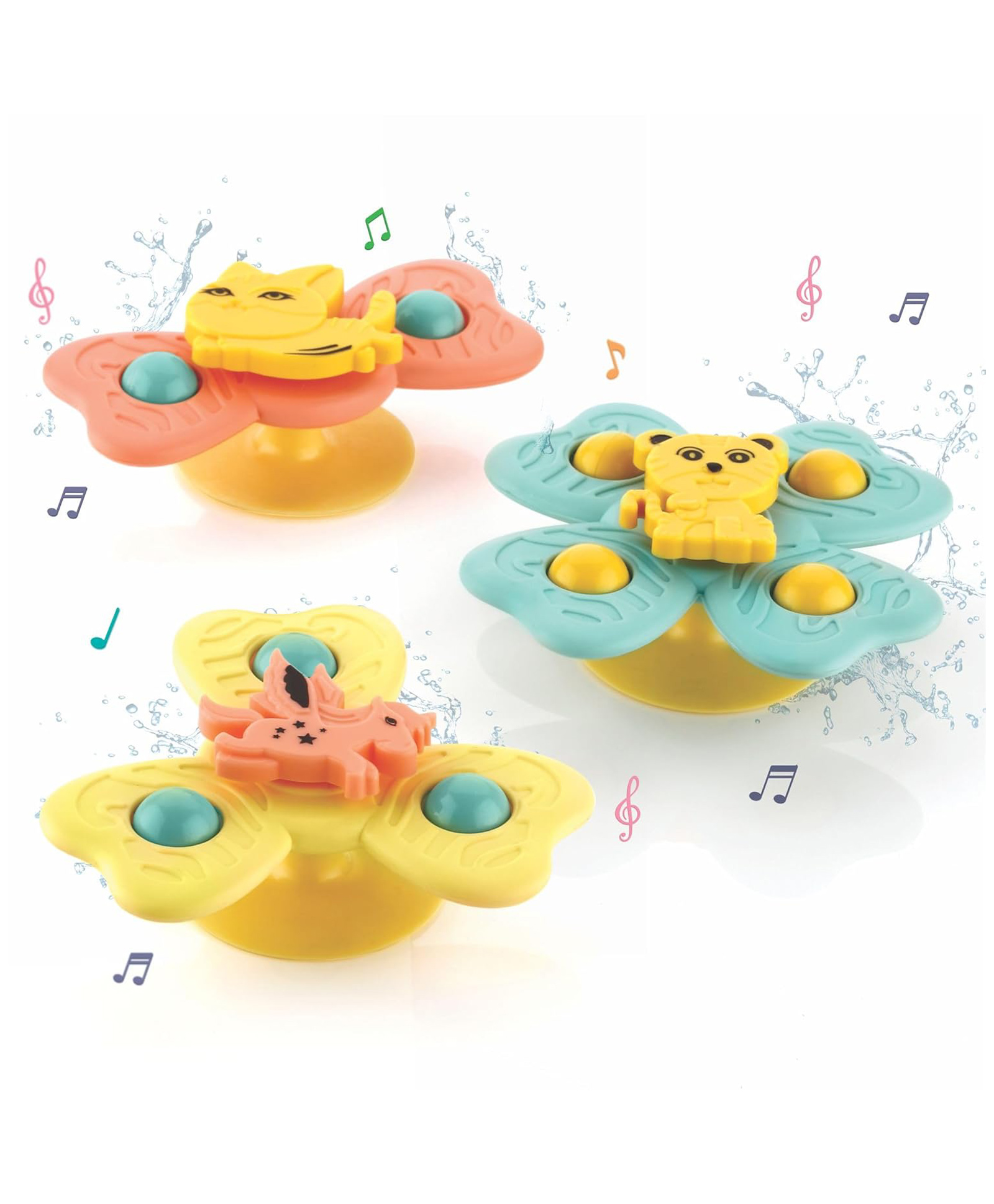 BitFeex Mini Spinning Waterproof Suction Cup Rotating Tub Toys - Pack of 3 (Random Design,Color May Vary)-picture-12