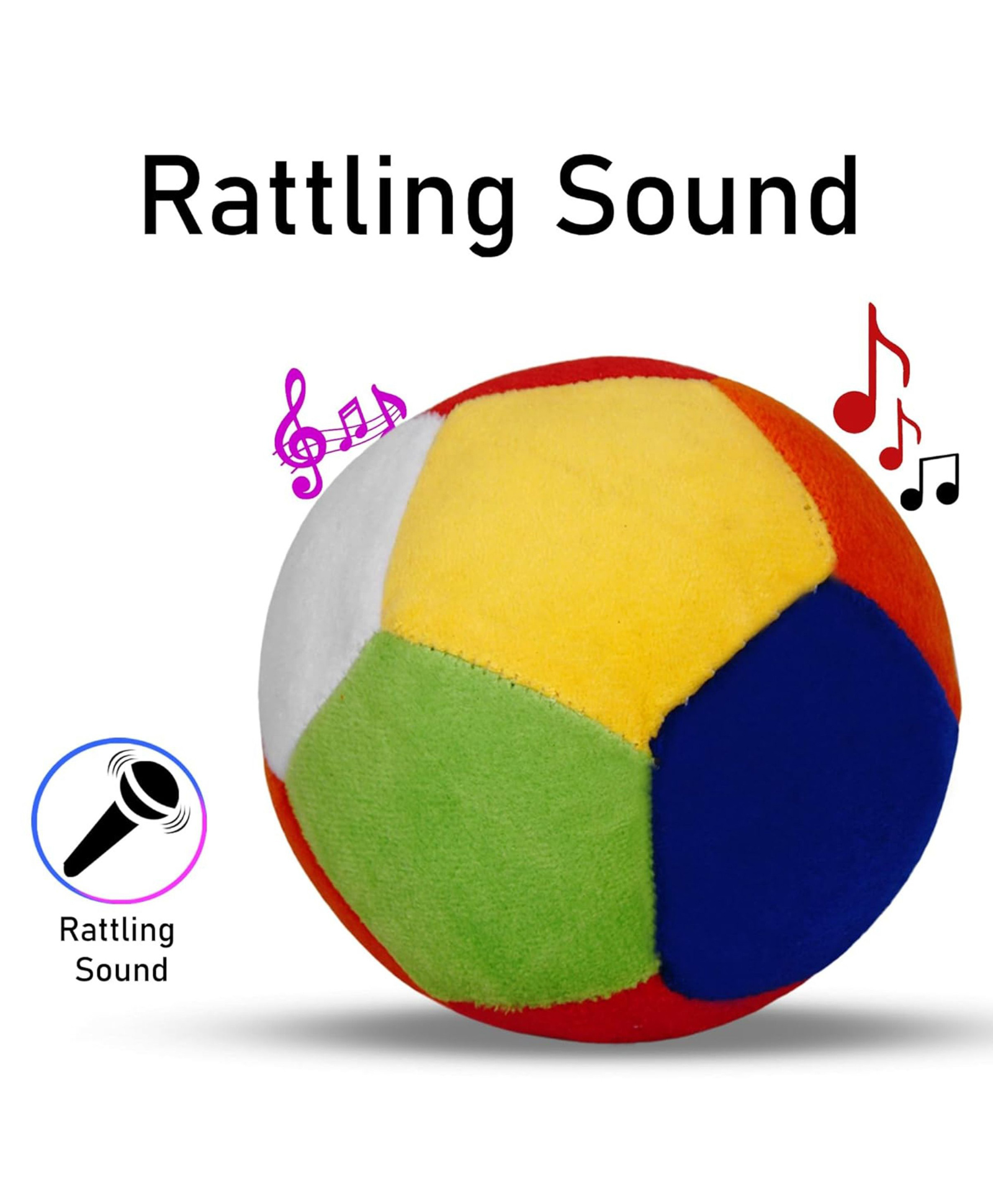 BitFeex Soft Plush Toys Baby Ball with Rattle Sound for Baby Boy Girl Kids - 14 cm Multi Color-picture-9