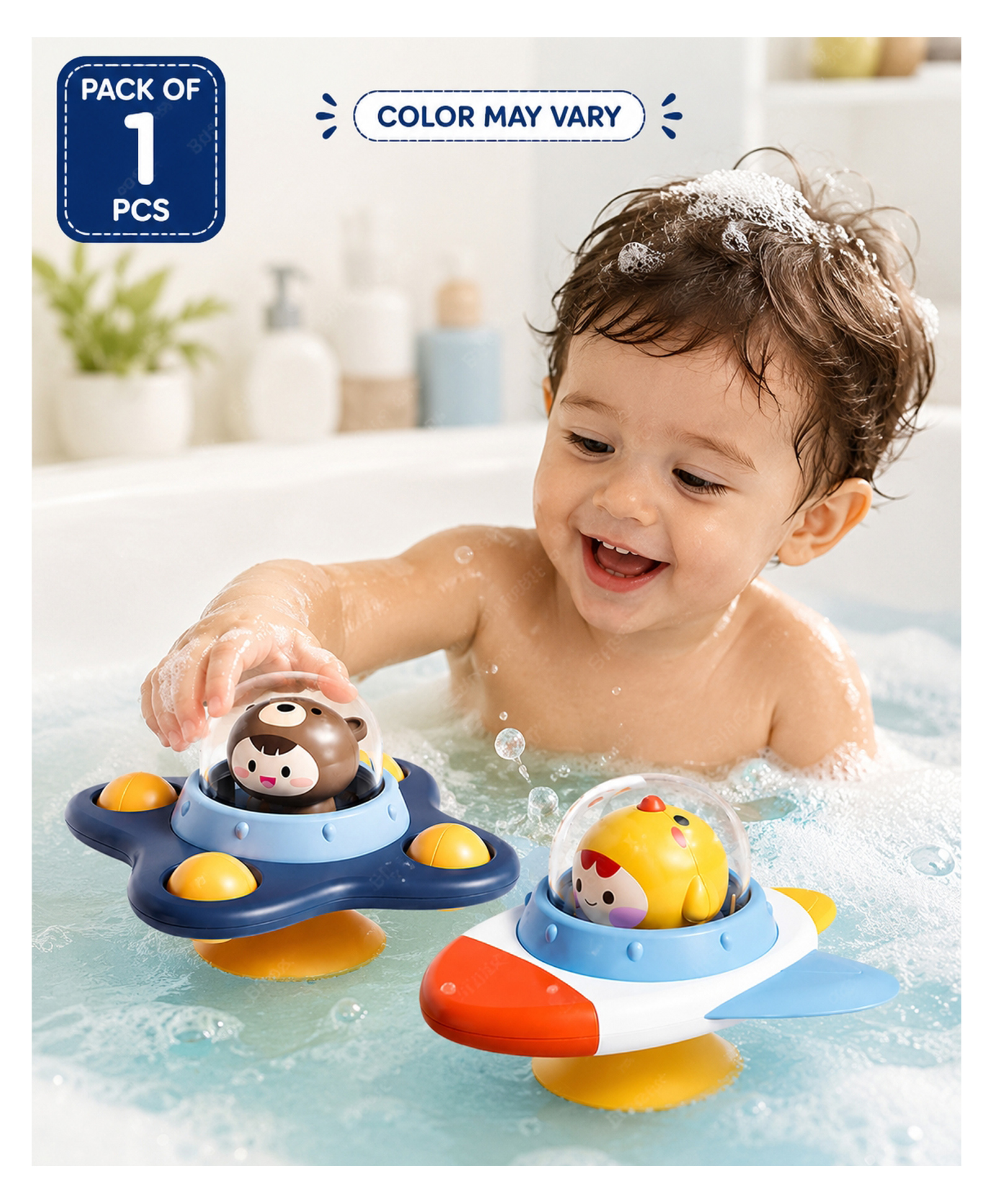 BitFeex Spinner Cute Cartoon Waterproof Suction Cup Spinning Top Pack of 1-(Random Design)-image-8