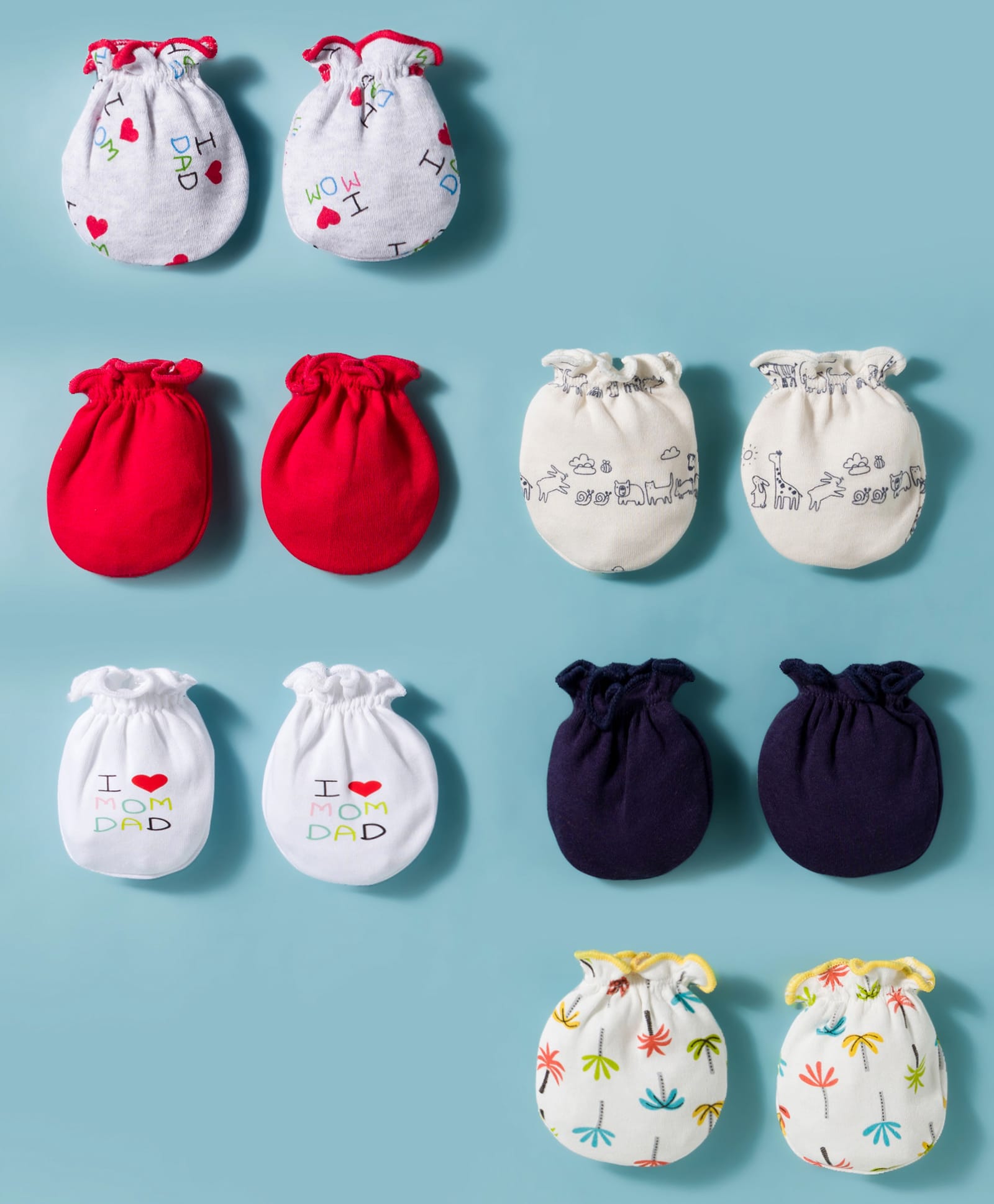 Ben Benny Interlock Knit Mittens With Animal & Text Print Pack of 6 - Multicolor-picture-38