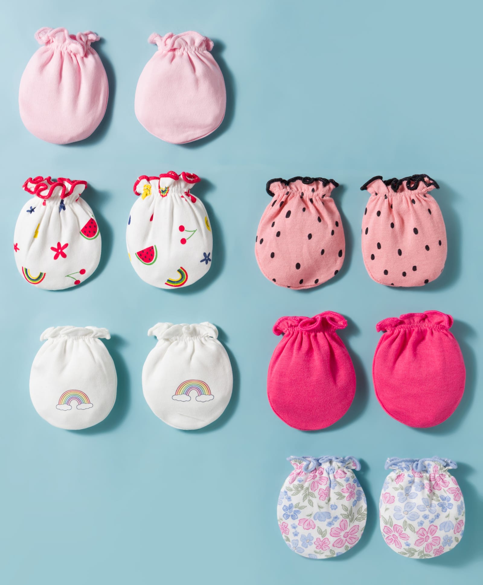 Ben Benny Interlock Knit Mittens With Floral & Polka Dot Print Pack of 6 - Multicolor-image-36
